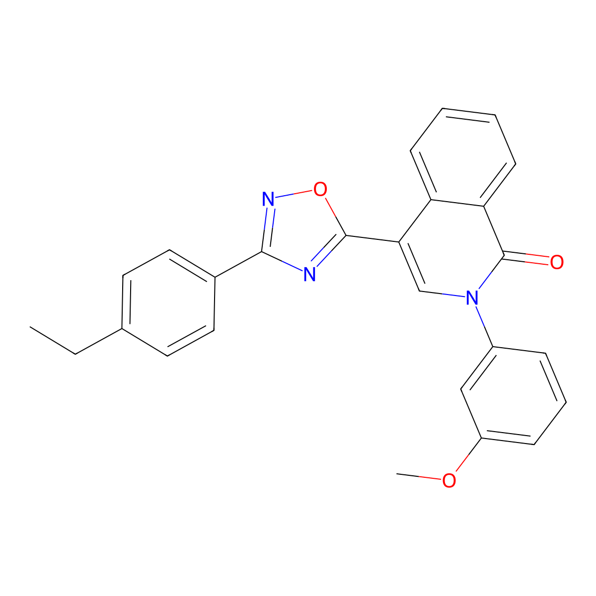 4-(3-(4-ethylphenyl)-1,2,4-oxadiazol-5-yl)-2-(3-methoxyphenyl)isoquinolin-1(2H)-one molecular structure, CAS 1358704-17-2