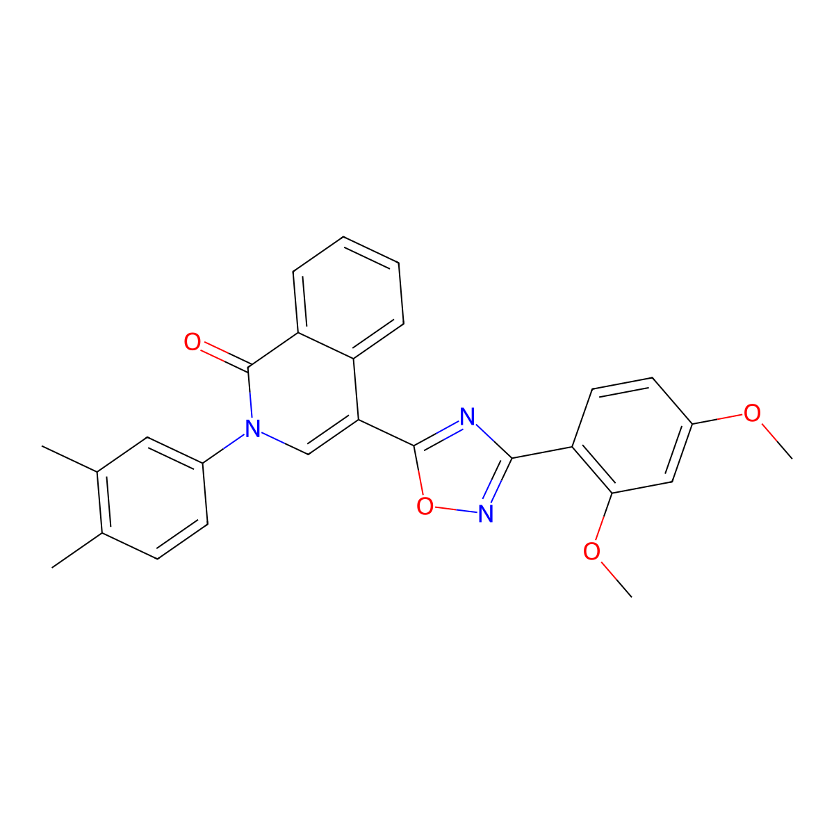 4-(3-(2,4-dimethoxyphenyl)-1,2,4-oxadiazol-5-yl)-2-(3,4-dimethylphenyl)isoquinolin-1(2H)-one molecular structure, CAS 1358704-34-3