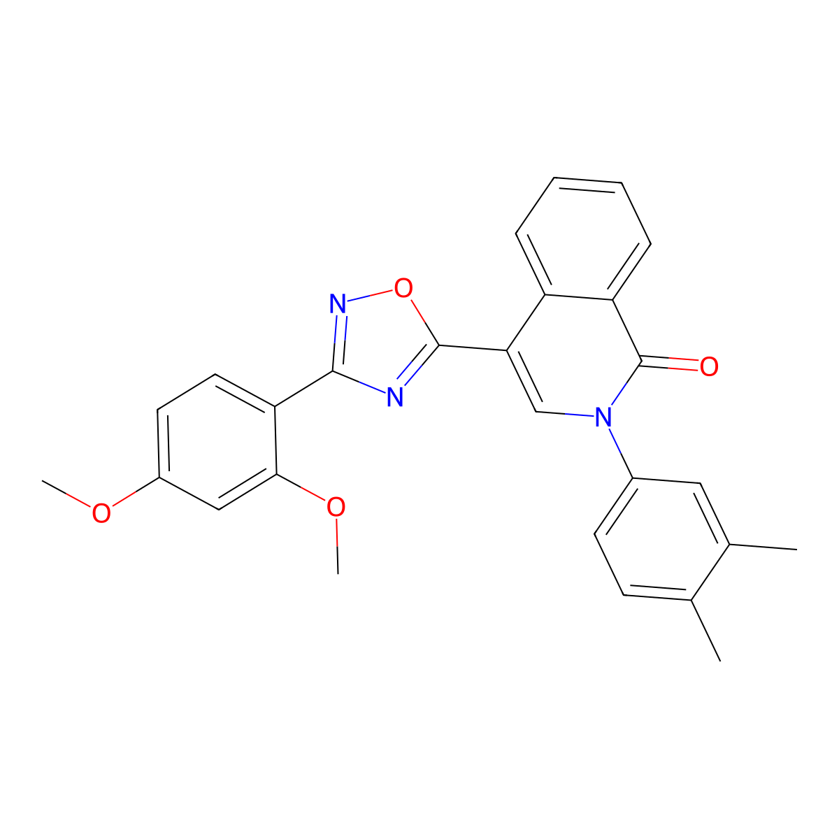 4-(3-(2,4-dimethoxyphenyl)-1,2,4-oxadiazol-5-yl)-2-(3,4-dimethylphenyl)isoquinolin-1(2H)-one molecular structure, CAS 1358704-34-3