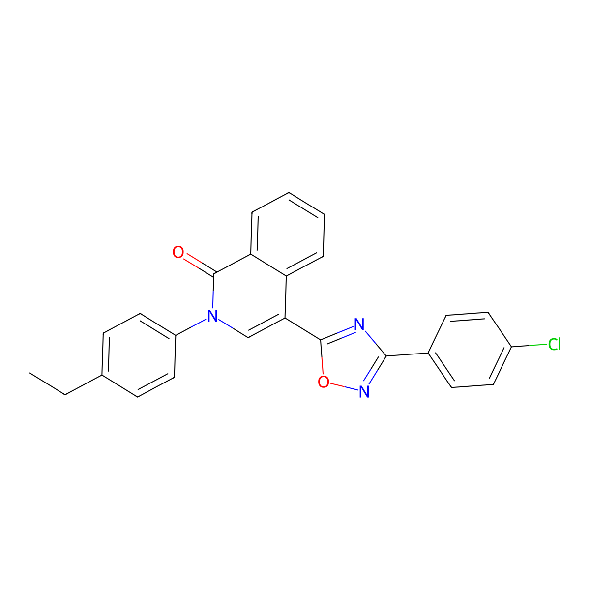 4-(3-(4-chlorophenyl)-1,2,4-oxadiazol-5-yl)-2-(4-ethylphenyl)isoquinolin-1(2H)-one molecular structure, CAS 1358704-40-1