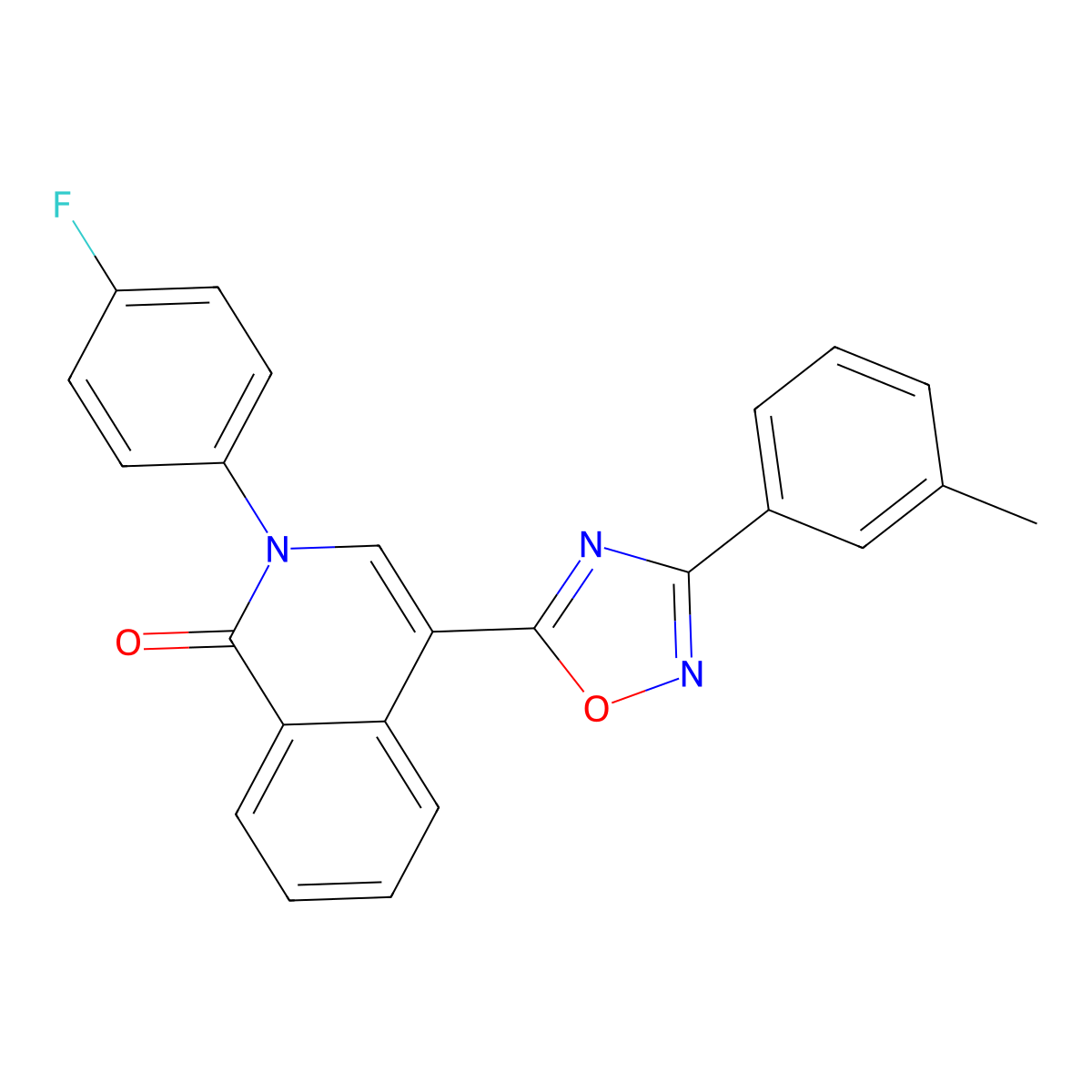 2-(4-fluorophenyl)-4-(3-(m-tolyl)-1,2,4-oxadiazol-5-yl)isoquinolin-1(2H)-one molecular structure, CAS 1358704-54-7