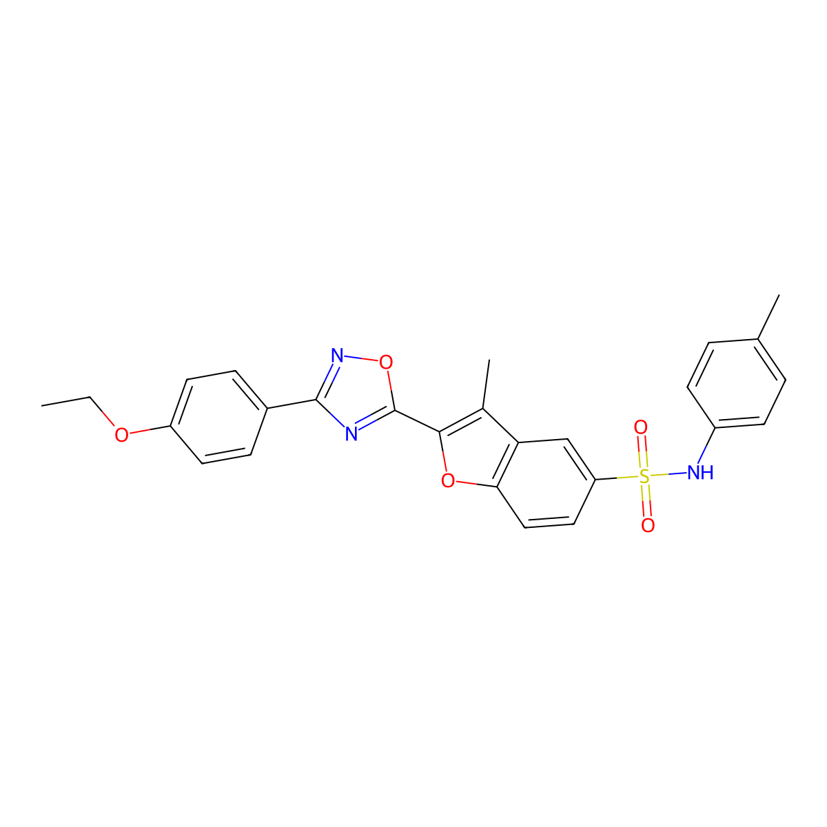 2-[3-(4-ethoxyphenyl)-1,2,4-oxadiazol-5-yl]-3-methyl-N-(4-methylphenyl)-1-benzofuran-5-sulfonamide molecular structure, CAS 1358707-95-5