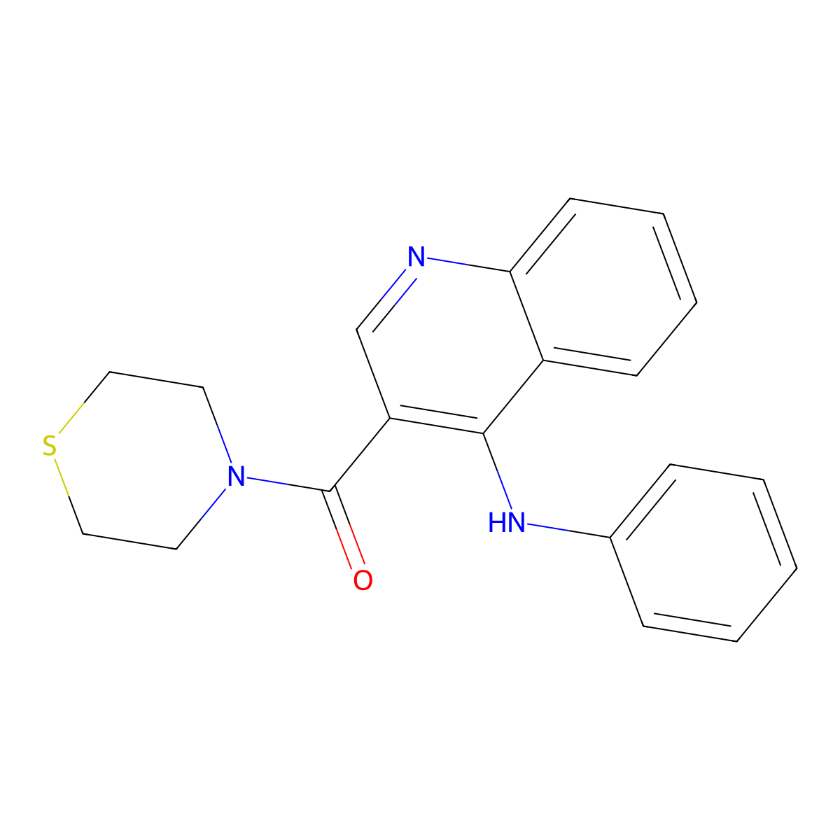 (4-(Phenylamino)quinolin-3-yl)(thiomorpholino)methanone molecular structure, CAS 1358708-09-4