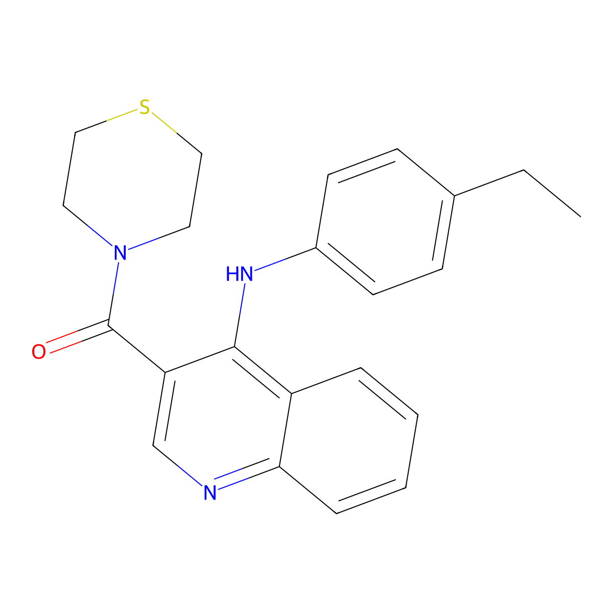 (4-((4-Ethylphenyl)amino)quinolin-3-yl)(thiomorpholino)methanone molecular structure, CAS 1358708-19-6