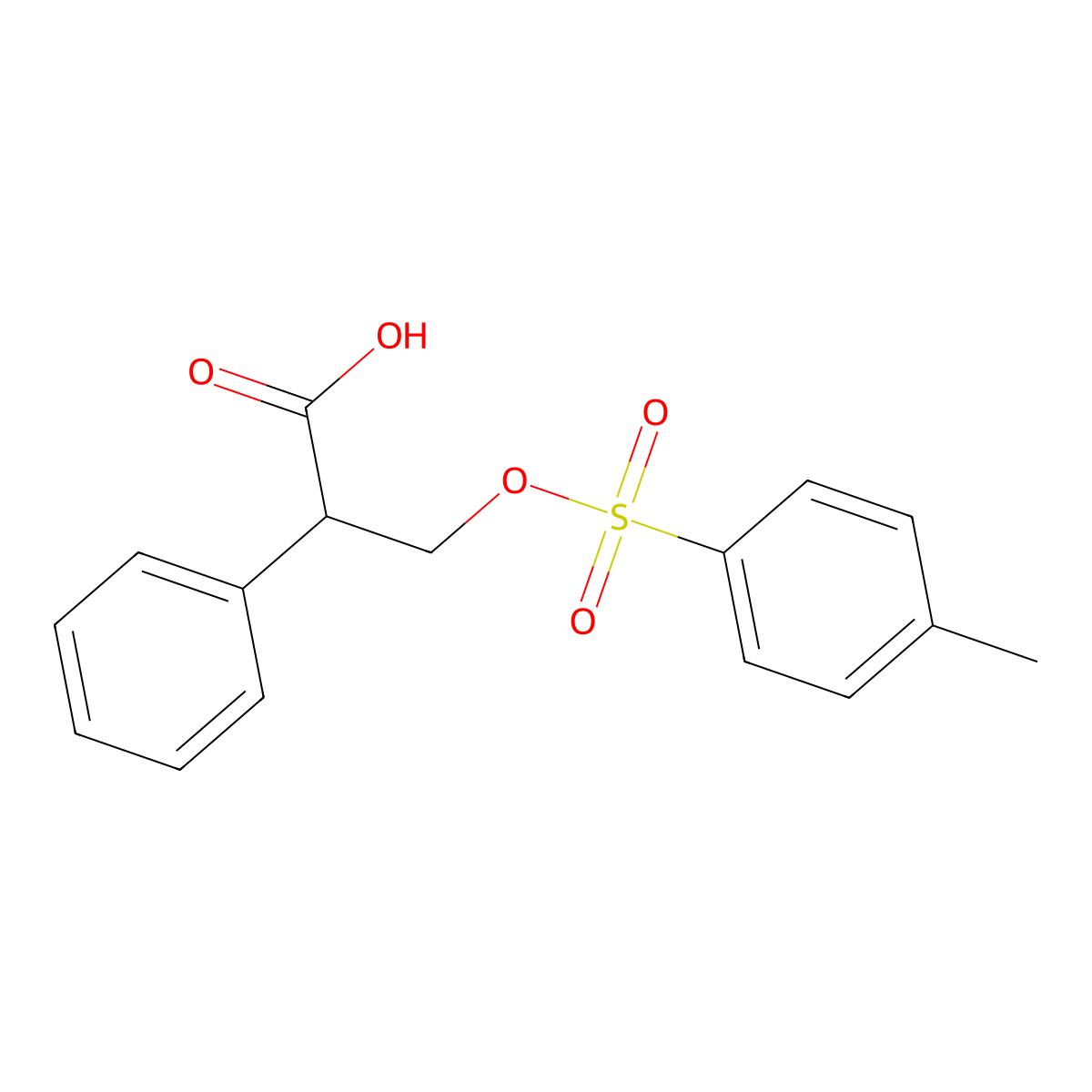 3-[(4-Methylbenzenesulfonyl)oxy]-2-phenylpropanoic acid molecular structure, CAS 135871-42-0