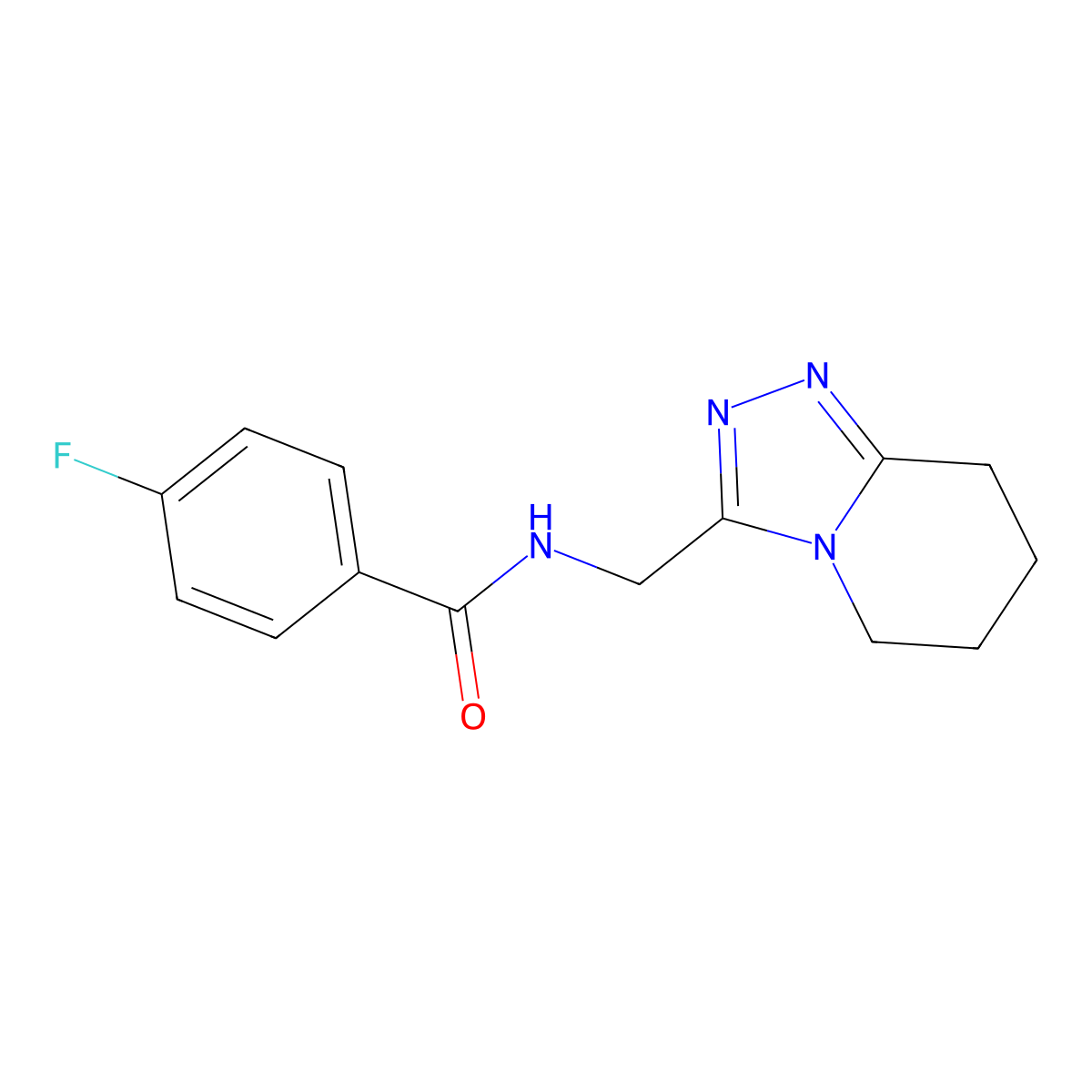 4-fluoro-N-(5,6,7,8-tetrahydro[1,2,4]triazolo[4,3-a]pyridin-3-ylmethyl)benzamide molecular structure, CAS 1358712-01-2