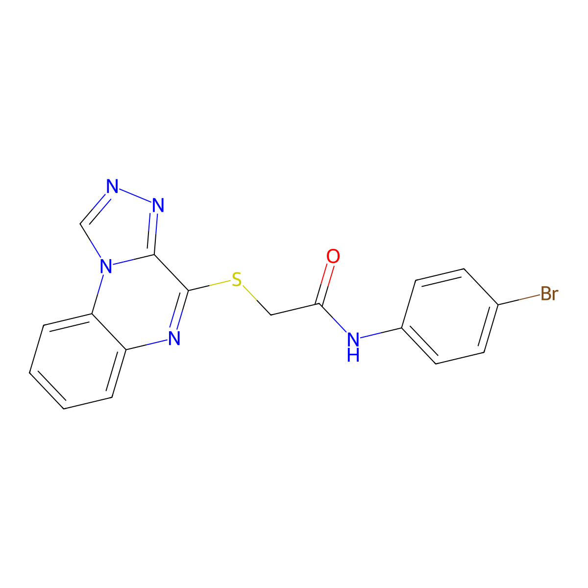 2-([1,2,4]triazolo[4,3-a]quinoxalin-4-ylthio)-N-(4-bromophenyl)acetamide molecular structure, CAS 1358741-18-0