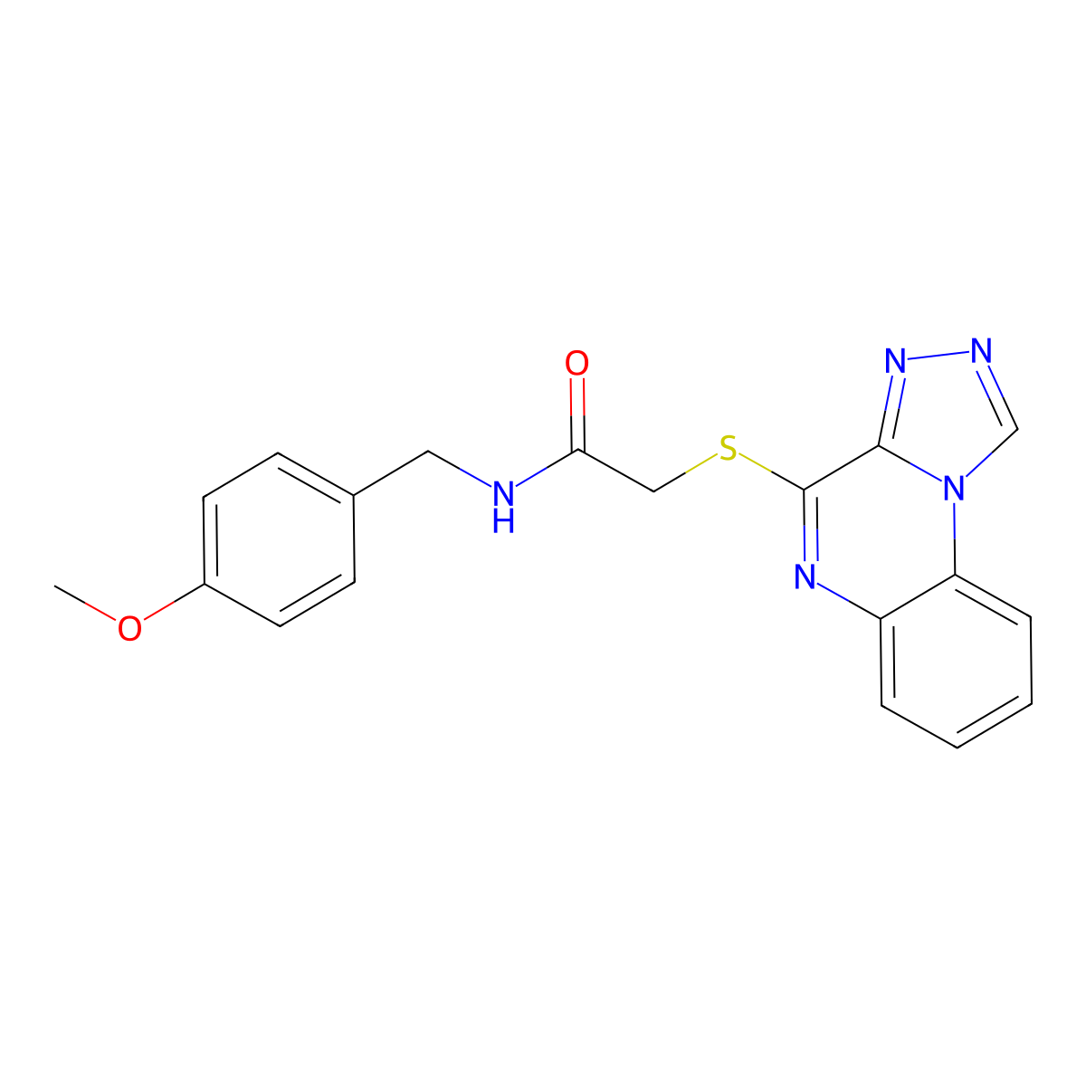 2-([1,2,4]triazolo[4,3-a]quinoxalin-4-ylthio)-N-(4-methoxybenzyl)acetamide molecular structure, CAS 1358741-46-4