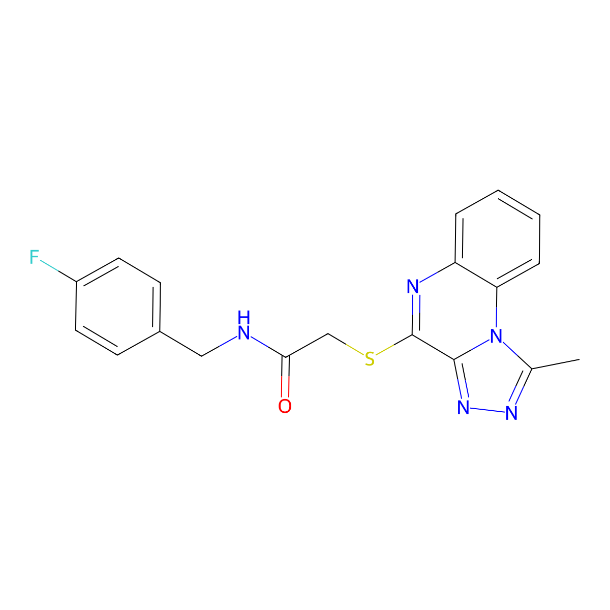 N-(4-fluorobenzyl)-2-((1-methyl-[1,2,4]triazolo[4,3-a]quinoxalin-4-yl)thio)acetamide molecular structure, CAS 1358741-70-4