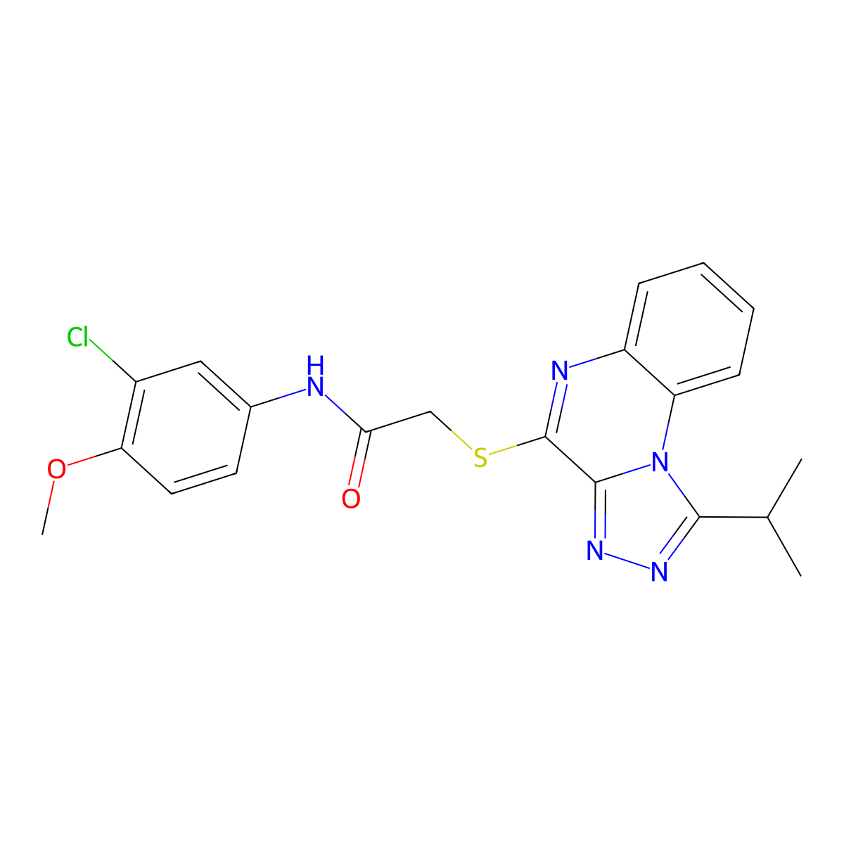 N-(3-chloro-4-methoxyphenyl)-2-((1-isopropyl-[1,2,4]triazolo[4,3-a]quinoxalin-4-yl)thio)acetamide molecular structure, CAS 1358742-27-4