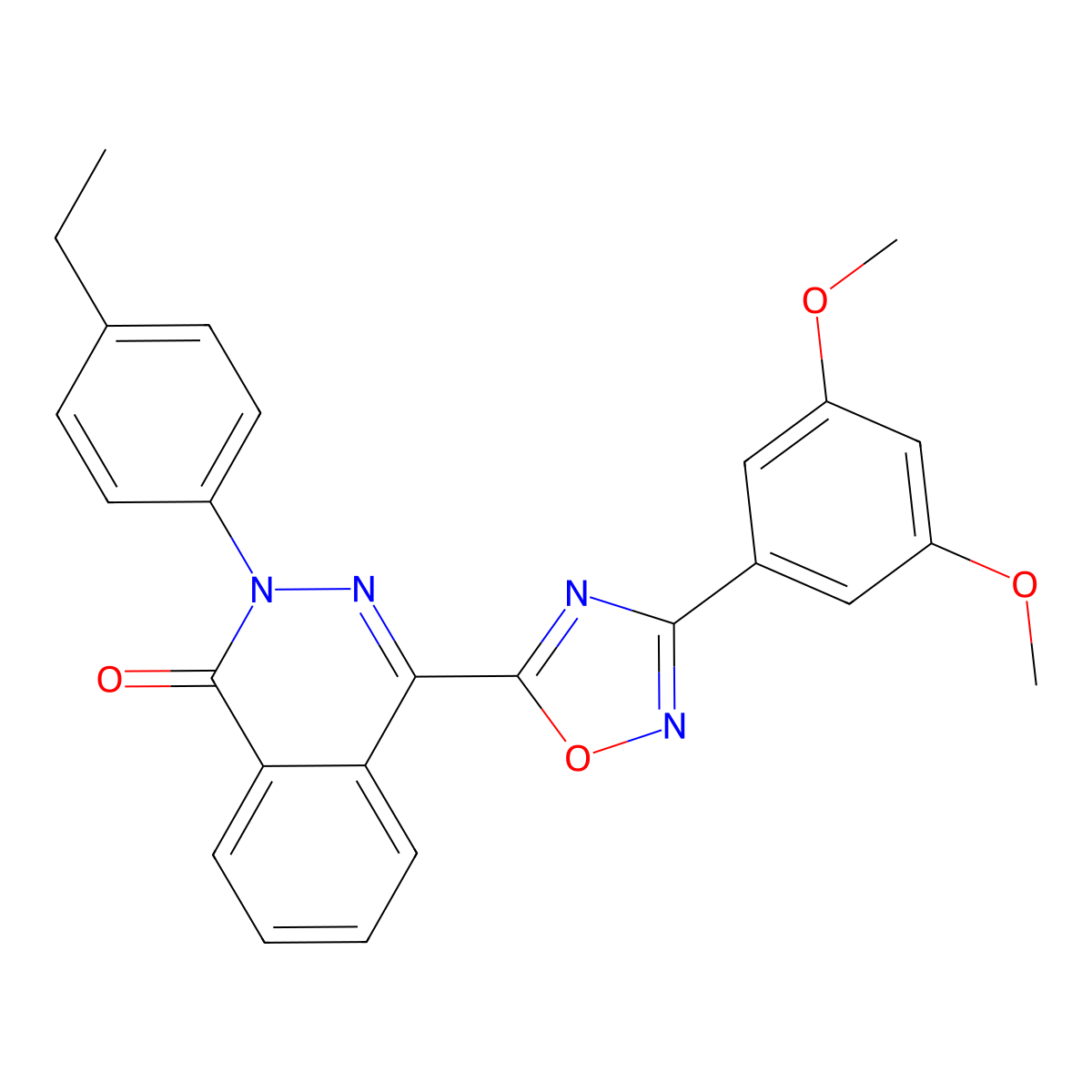 4-(3-(3,5-dimethoxyphenyl)-1,2,4-oxadiazol-5-yl)-2-(4-ethylphenyl)phthalazin-1(2H)-one molecular structure, CAS 1358743-30-2