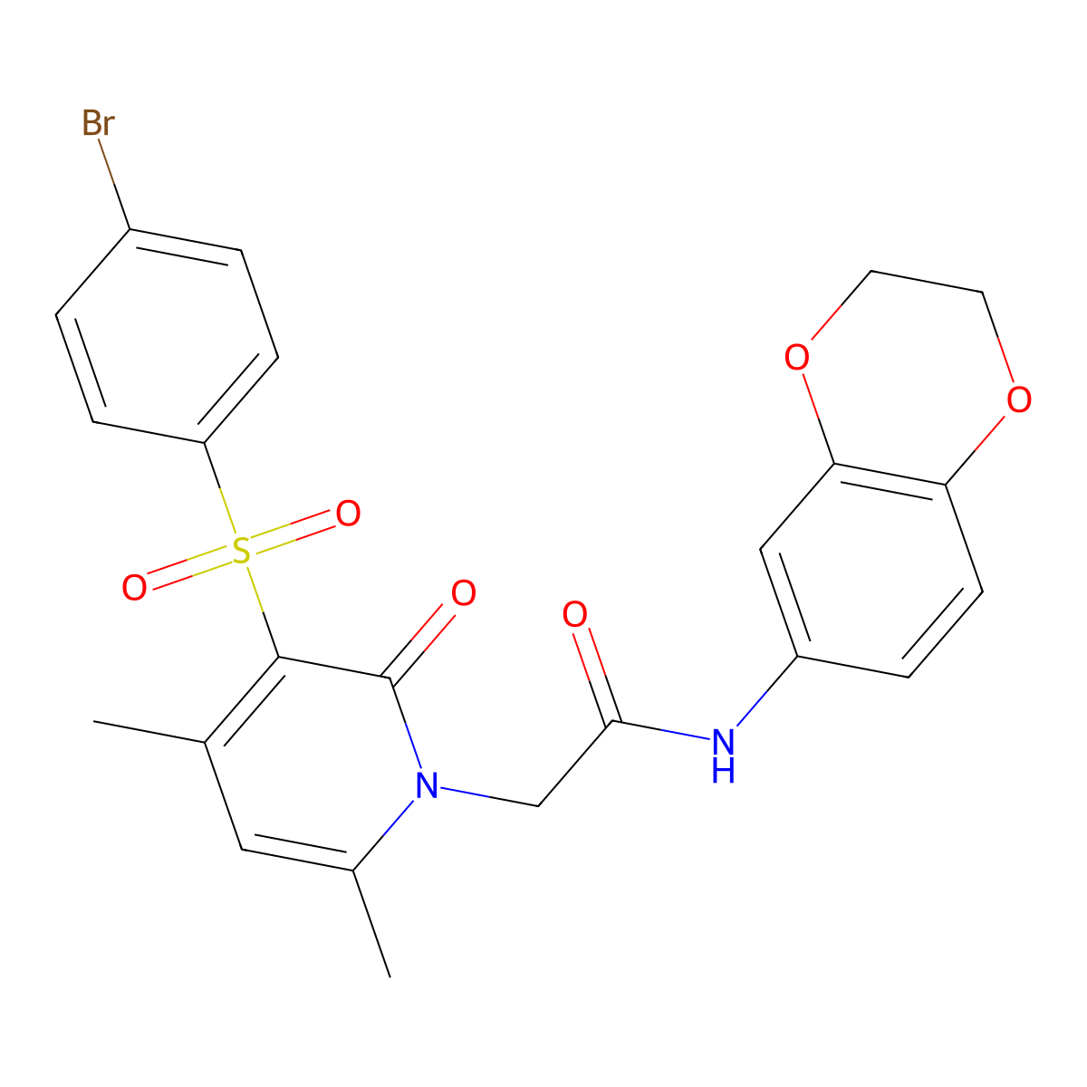 2-(3-((4-bromophenyl)sulfonyl)-4,6-dimethyl-2-oxopyridin-1(2H)-yl)-N-(2,3-dihydrobenzo[b][1,4]dioxin-6-yl)acetamide molecular structure, CAS 1358743-90-4