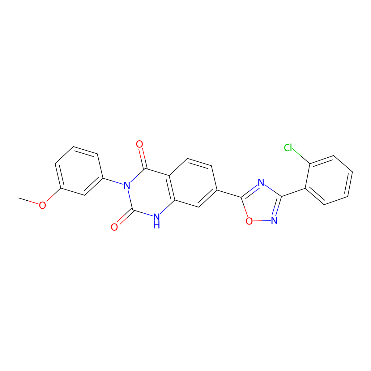 7-(3-(2-chlorophenyl)-1,2,4-oxadiazol-5-yl)-3-(3-methoxyphenyl)quinazoline-2,4(1H,3H)-dione molecular structure, CAS 1358744-93-0