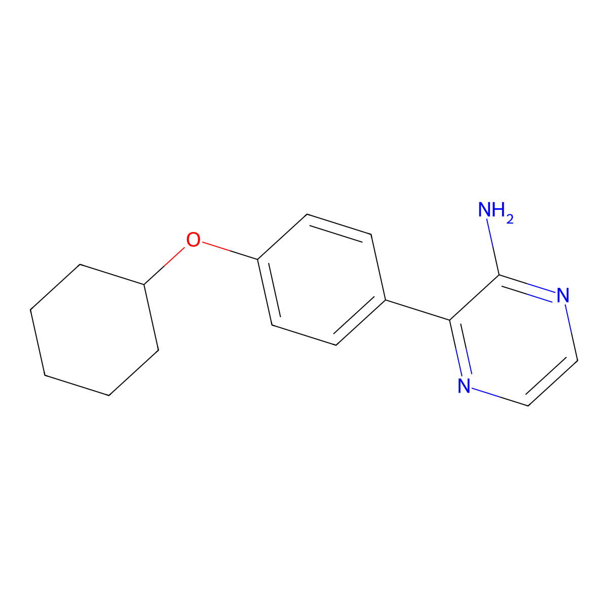 3-[4-(Cyclohexyloxy)phenyl]pyrazin-2-amine molecular structure, CAS 1358754-32-1