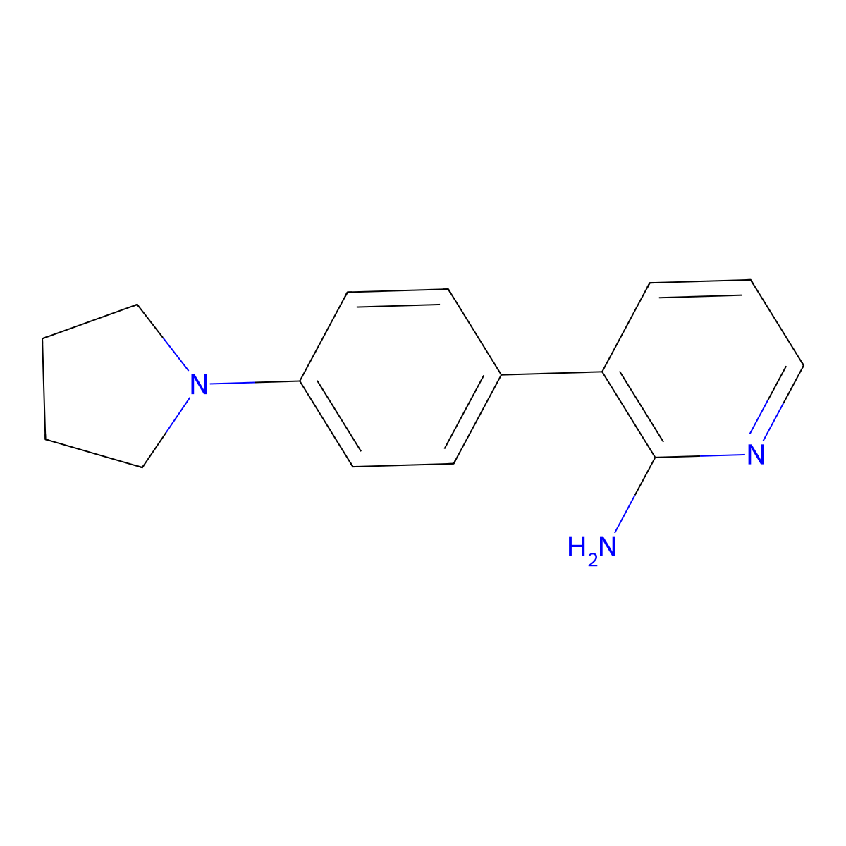 3-(4-(Pyrrolidin-1-yl)phenyl)pyridin-2-amine molecular structure, CAS 1358754-38-7