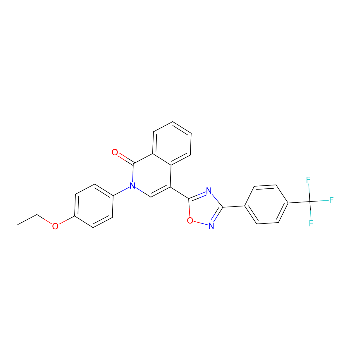 2-(4-ethoxyphenyl)-4-(3-(4-(trifluoromethyl)phenyl)-1,2,4-oxadiazol-5-yl)isoquinolin-1(2H)-one molecular structure, CAS 1358756-41-8
