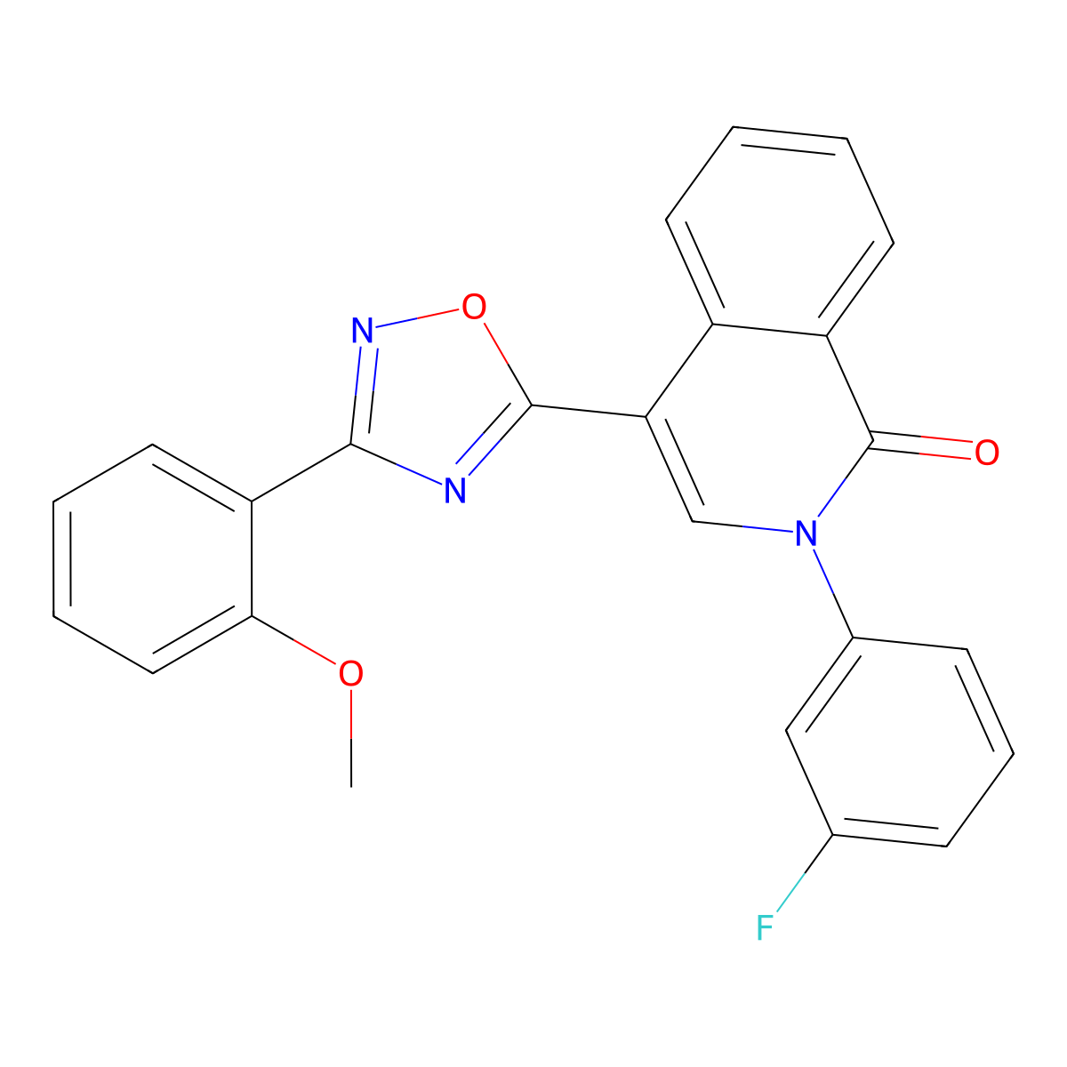 2-(3-fluorophenyl)-4-(3-(2-methoxyphenyl)-1,2,4-oxadiazol-5-yl)isoquinolin-1(2H)-one molecular structure, CAS 1358756-69-0