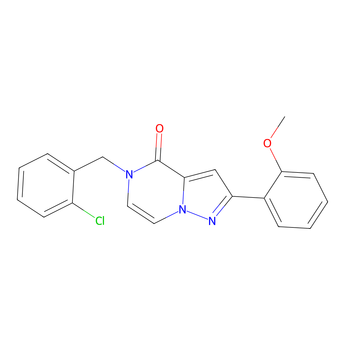 5-(2-chlorobenzyl)-2-(2-methoxyphenyl)pyrazolo[1,5-a]pyrazin-4(5H)-one molecular structure, CAS 1358757-81-9
