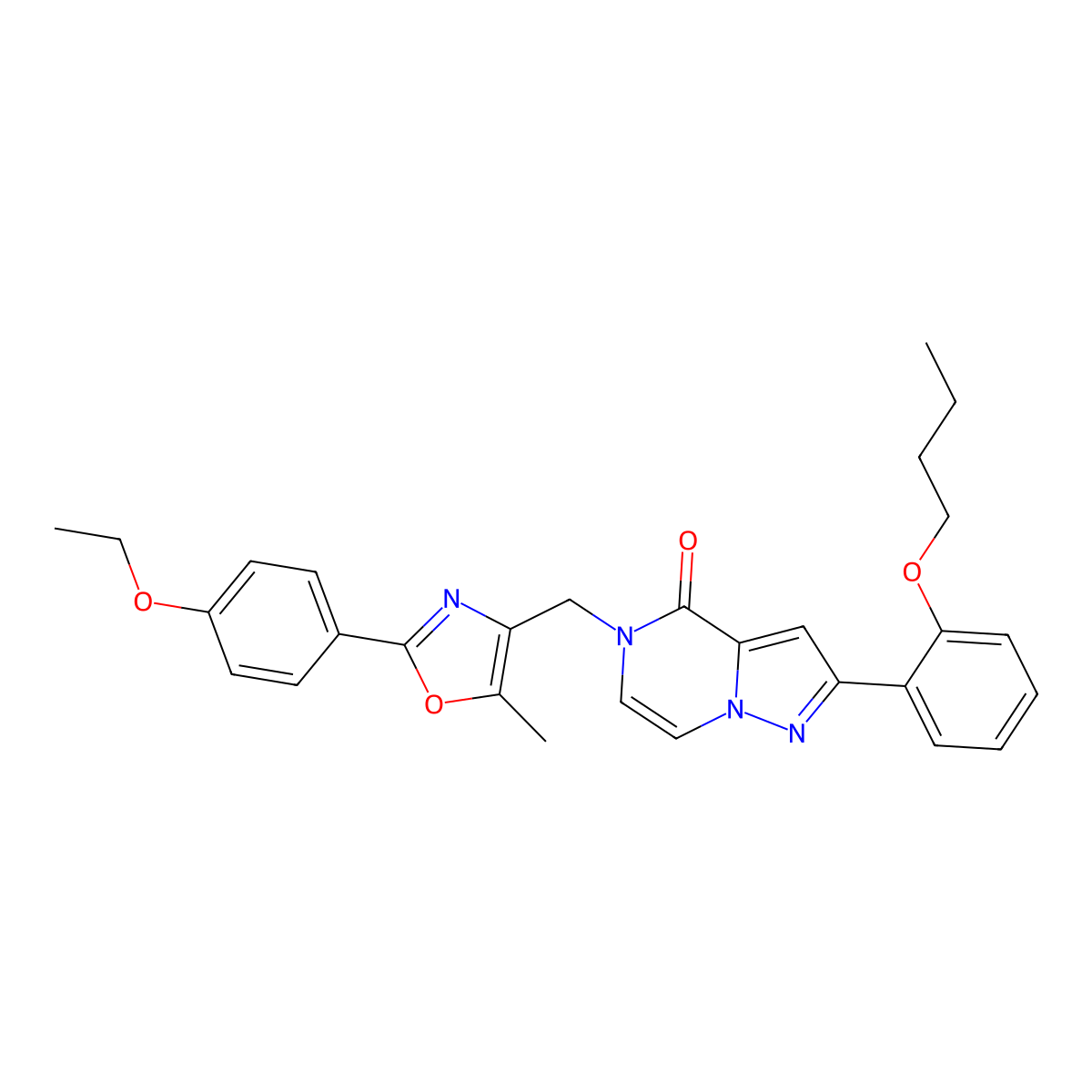 2-(2-butoxyphenyl)-5-{[2-(4-ethoxyphenyl)-5-methyl-1,3-oxazol-4-yl]methyl}-4H,5H-pyrazolo[1,5-a]pyrazin-4-one molecular structure, CAS 1358757-92-2