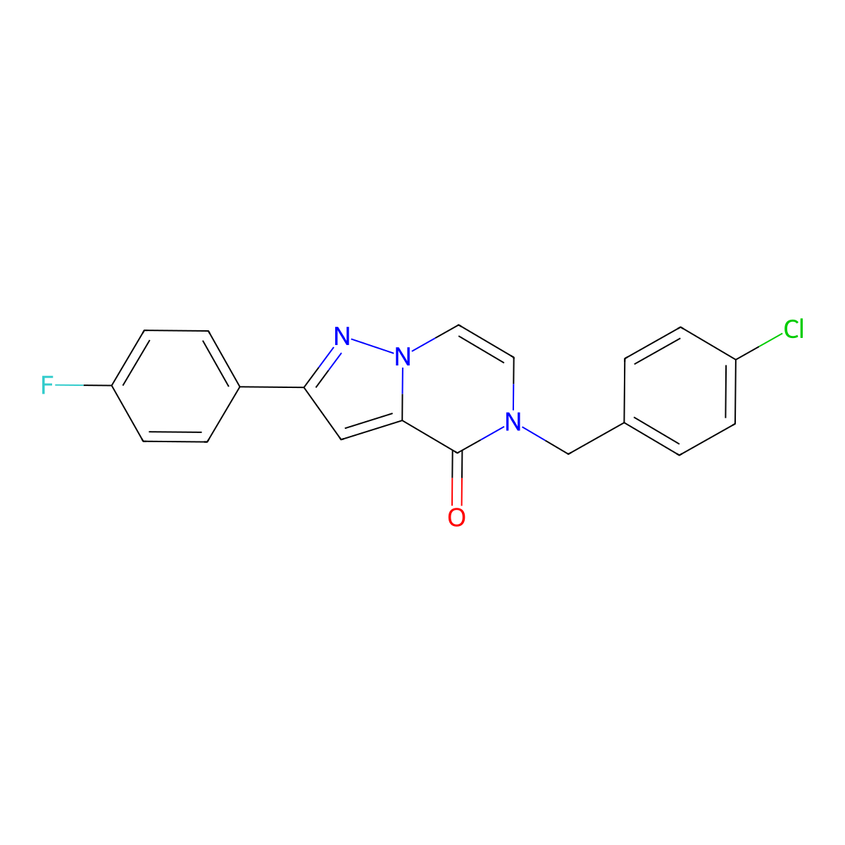 5-[(4-chlorophenyl)methyl]-2-(4-fluorophenyl)-4H,5H-pyrazolo[1,5-a]pyrazin-4-one molecular structure, CAS 1358758-15-2
