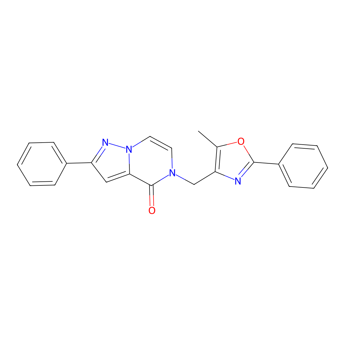 5-((5-methyl-2-phenyloxazol-4-yl)methyl)-2-phenylpyrazolo[1,5-a]pyrazin-4(5H)-one molecular structure, CAS 1358758-29-8