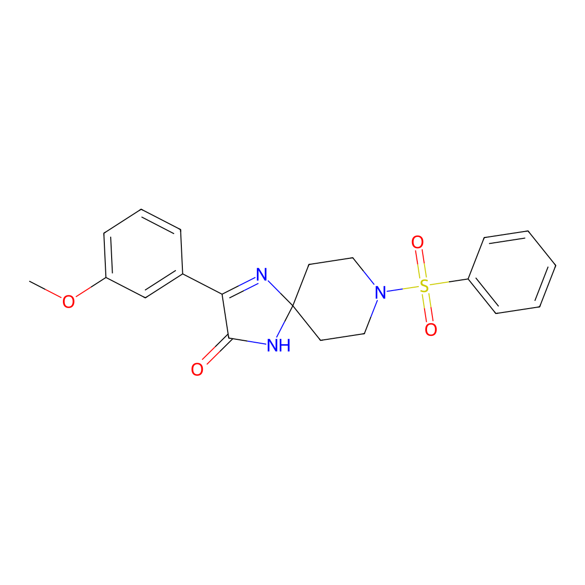 3-(3-Methoxyphenyl)-8-(phenylsulfonyl)-1,4,8-triazaspiro[4.5]dec-3-en-2-one molecular structure, CAS 1358758-91-4