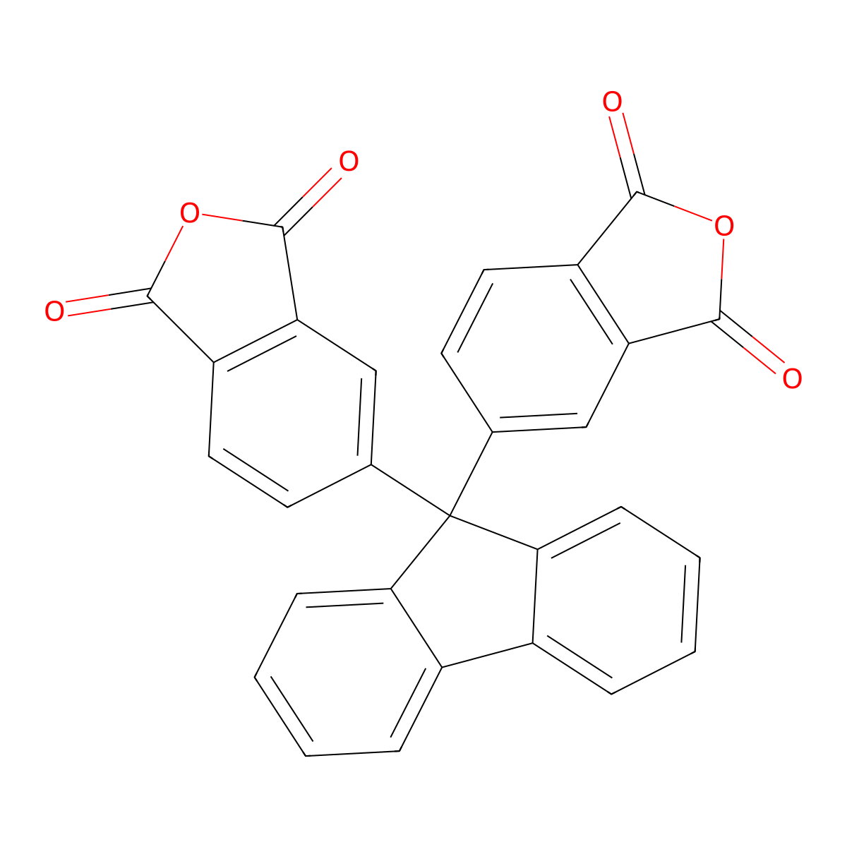9,9-Bis(3,4-dicarboxyphenyl)fluorene Dianhydride molecular structure, CAS 135876-30-1