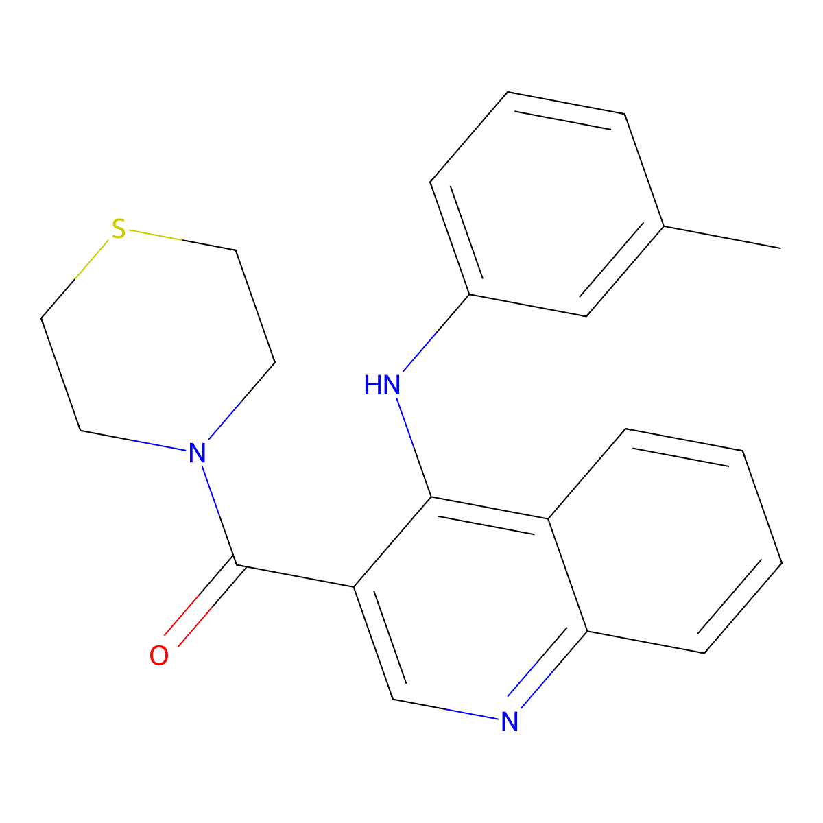 Thiomorpholino(4-(m-tolylamino)quinolin-3-yl)methanone molecular structure, CAS 1358760-49-2