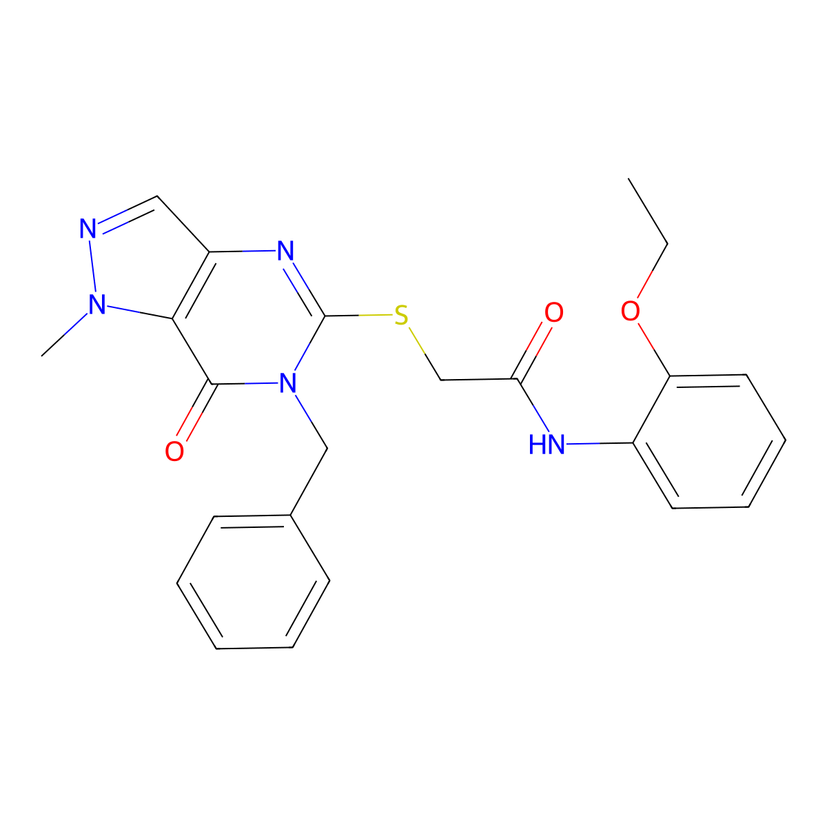 2-({6-benzyl-1-methyl-7-oxo-1H,6H,7H-pyrazolo[4,3-d]pyrimidin-5-yl}sulfanyl)-N-(2-ethoxyphenyl)acetamide molecular structure, CAS 1358764-66-5