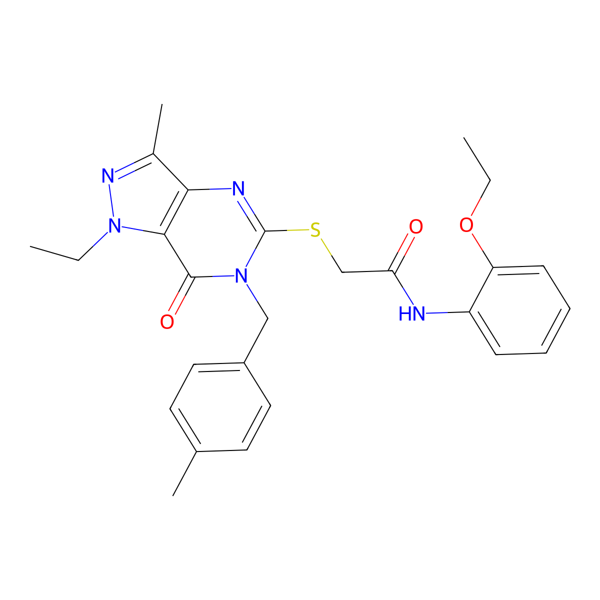N-(2-ethoxyphenyl)-2-({1-ethyl-3-methyl-6-[(4-methylphenyl)methyl]-7-oxo-1H,6H,7H-pyrazolo[4,3-d]pyrimidin-5-yl}sulfanyl)acetamide molecular structure, CAS 1358765-27-1