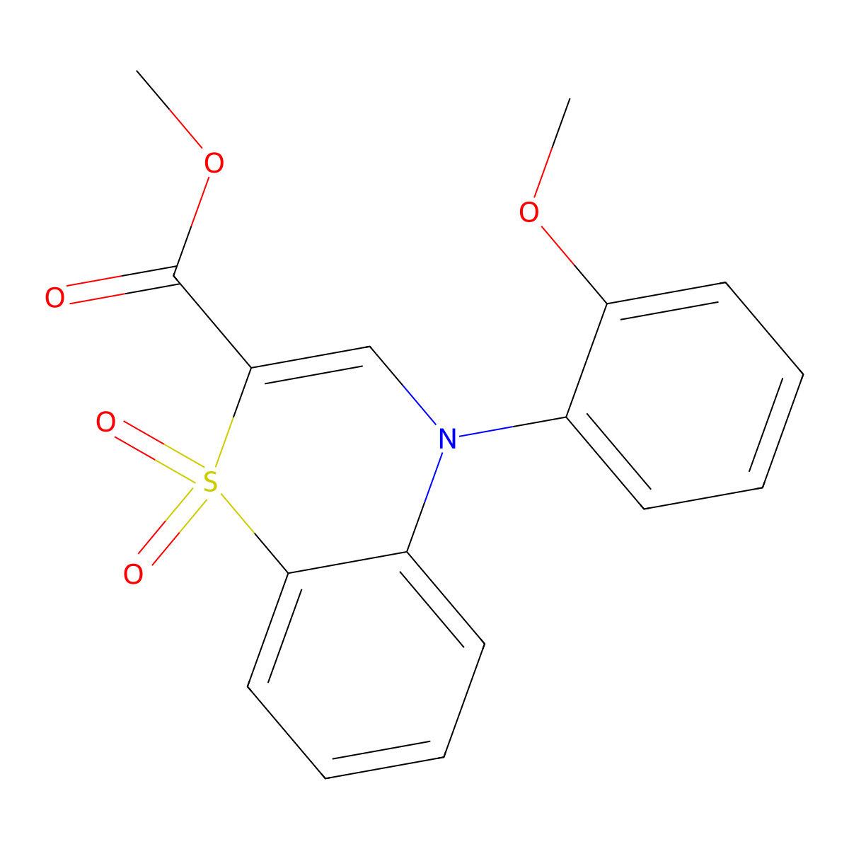 methyl 4-(2-methoxyphenyl)-4H-1,4-benzothiazine-2-carboxylate 1,1-dioxide molecular structure, CAS 1358766-64-9