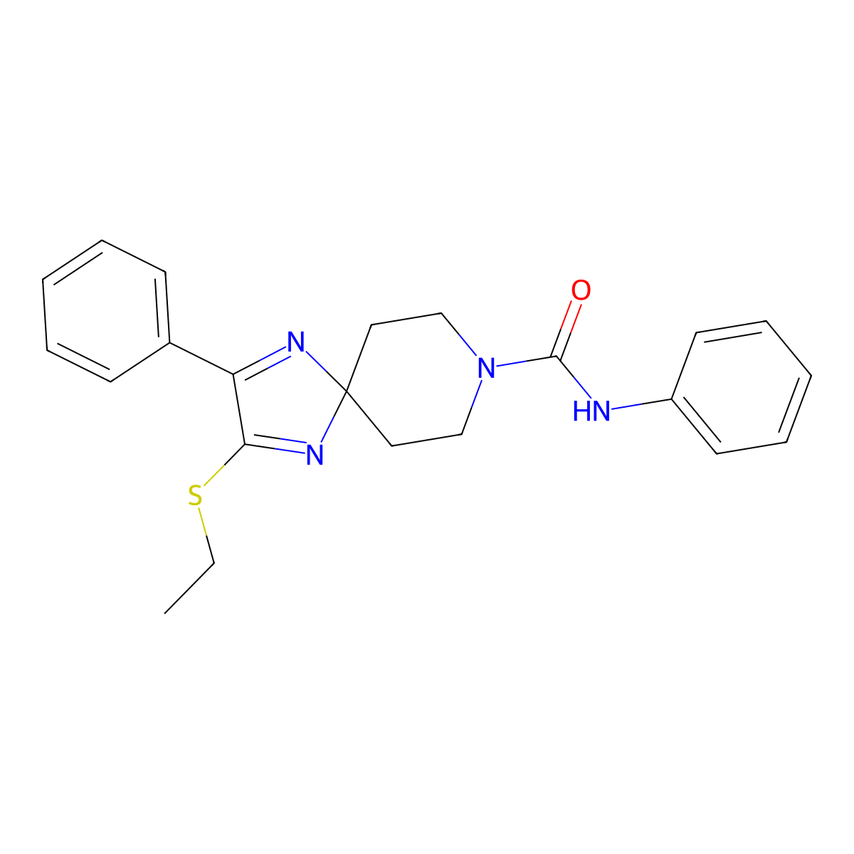 2-(ethylthio)-N,3-diphenyl-1,4,8-triazaspiro[4.5]deca-1,3-diene-8-carboxamide molecular structure, CAS 1358766-89-8