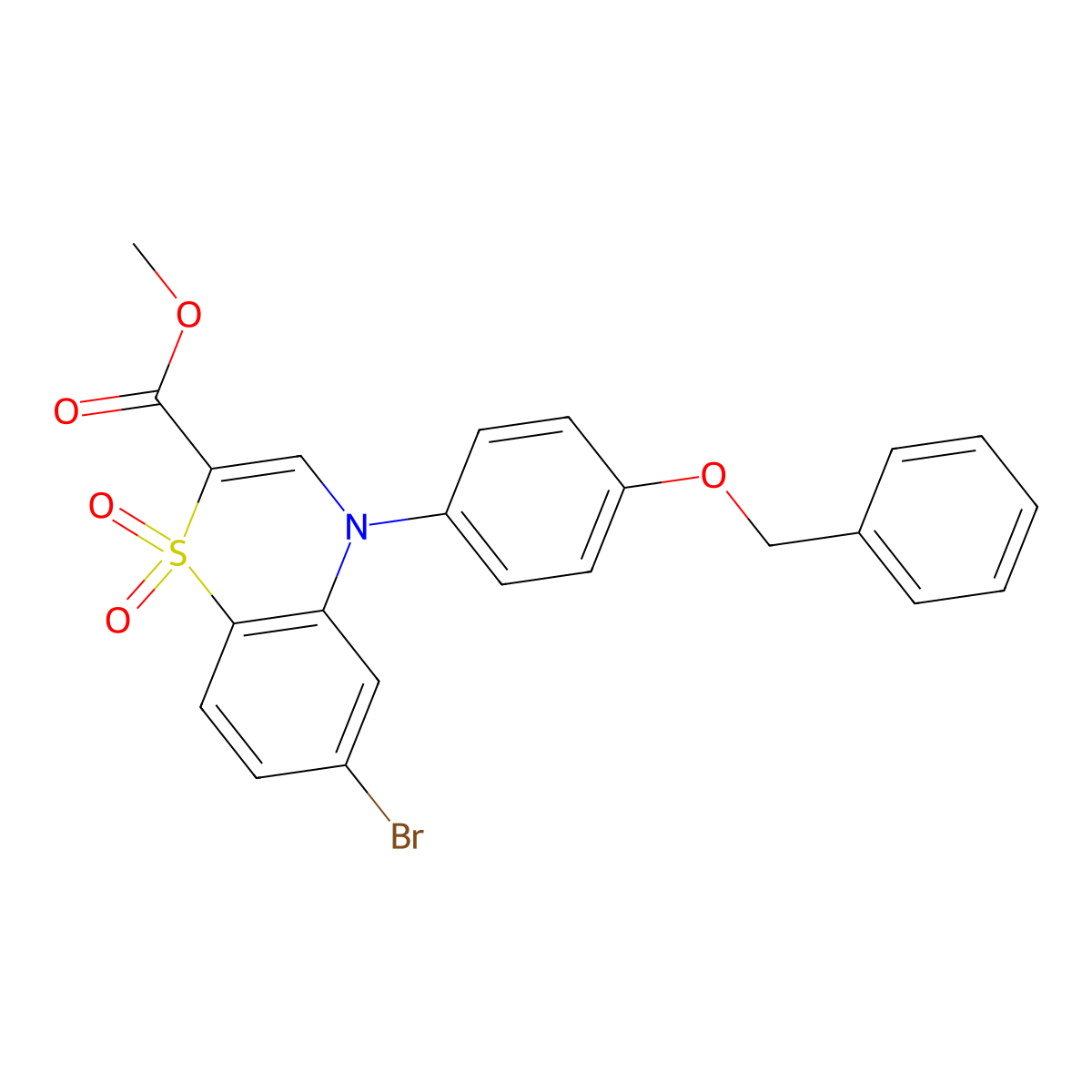 methyl 4-[4-(benzyloxy)phenyl]-6-bromo-4H-1,4-benzothiazine-2-carboxylate 1,1-dioxide molecular structure, CAS 1358766-92-3
