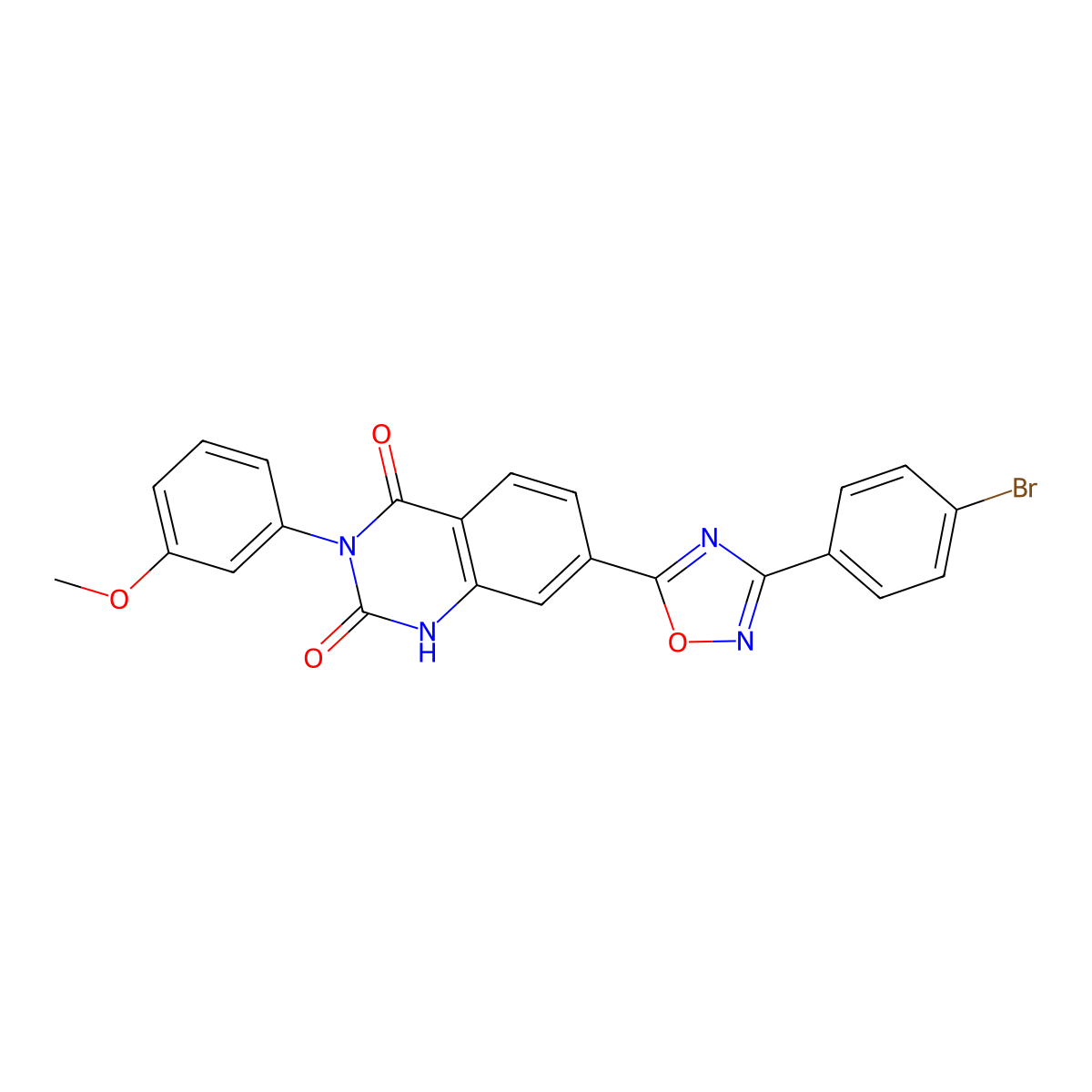 7-(3-(4-bromophenyl)-1,2,4-oxadiazol-5-yl)-3-(3-methoxyphenyl)quinazoline-2,4(1H,3H)-dione molecular structure, CAS 1358768-87-2