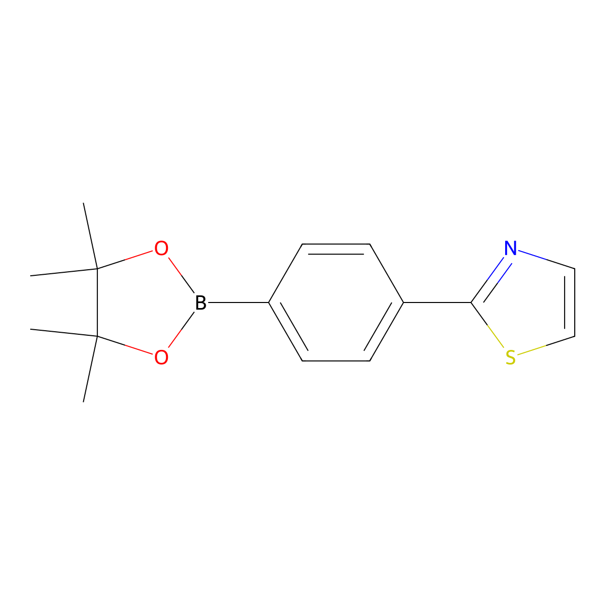 2-(4-(4,4,5,5-Tetramethyl-1,3,2-dioxaborolan-2-yl)phenyl)thiazole molecular structure, CAS 1358778-98-9