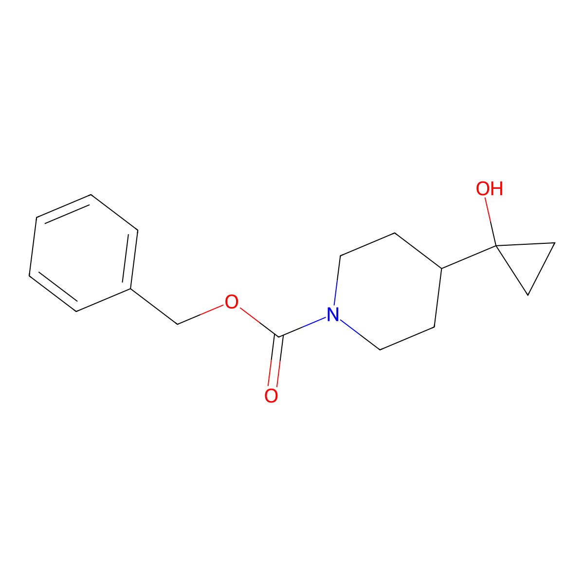 Benzyl 4-(1-hydroxycyclopropyl)piperidine-1-carboxylate molecular structure, CAS 1358782-66-7