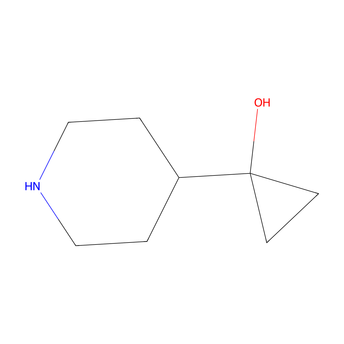 1-(Piperidin-4-yl)cyclopropan-1-ol molecular structure, CAS 1358782-67-8