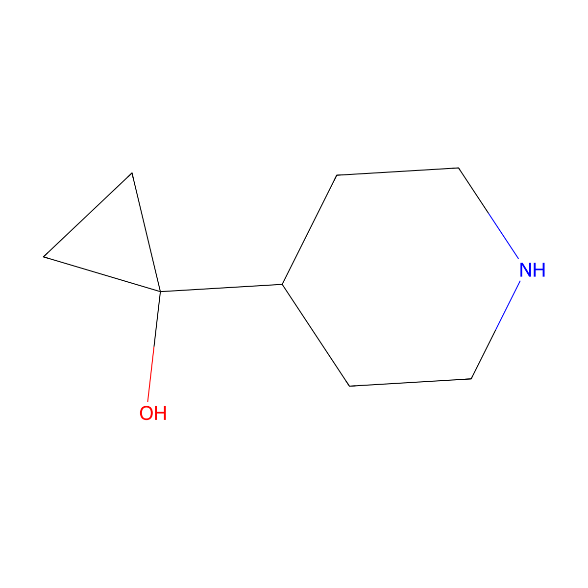 1-(Piperidin-4-yl)cyclopropan-1-ol molecular structure, CAS 1358782-67-8