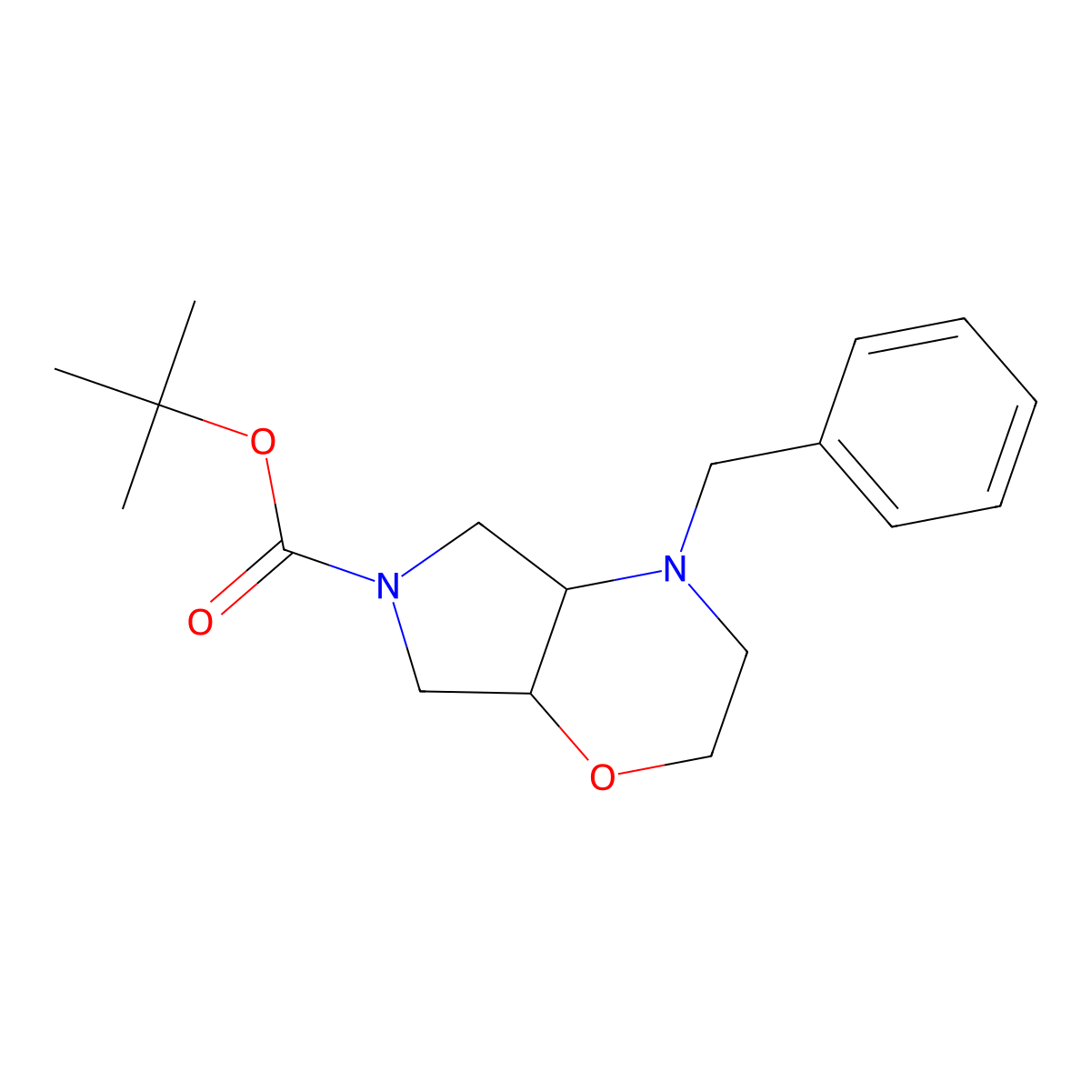 Tert-butyl 4-benzyl-octahydropyrrolo[3,4-b]morpholine-6-carboxylate molecular structure, CAS 1358783-18-2