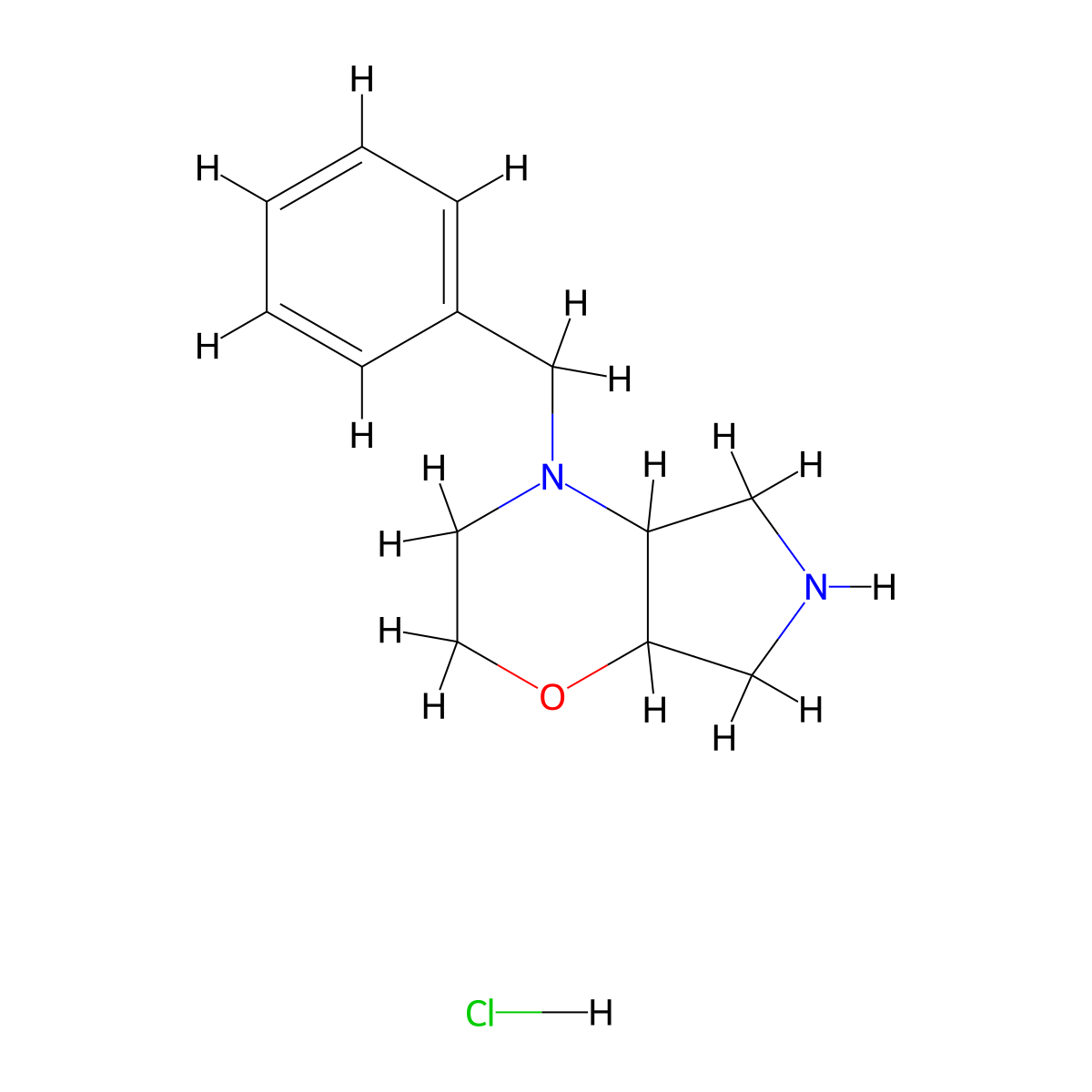 4-Benzyloctahydropyrrolo[3,4-b][1,4]oxazine hydrochloride molecular structure, CAS 1358783-21-7