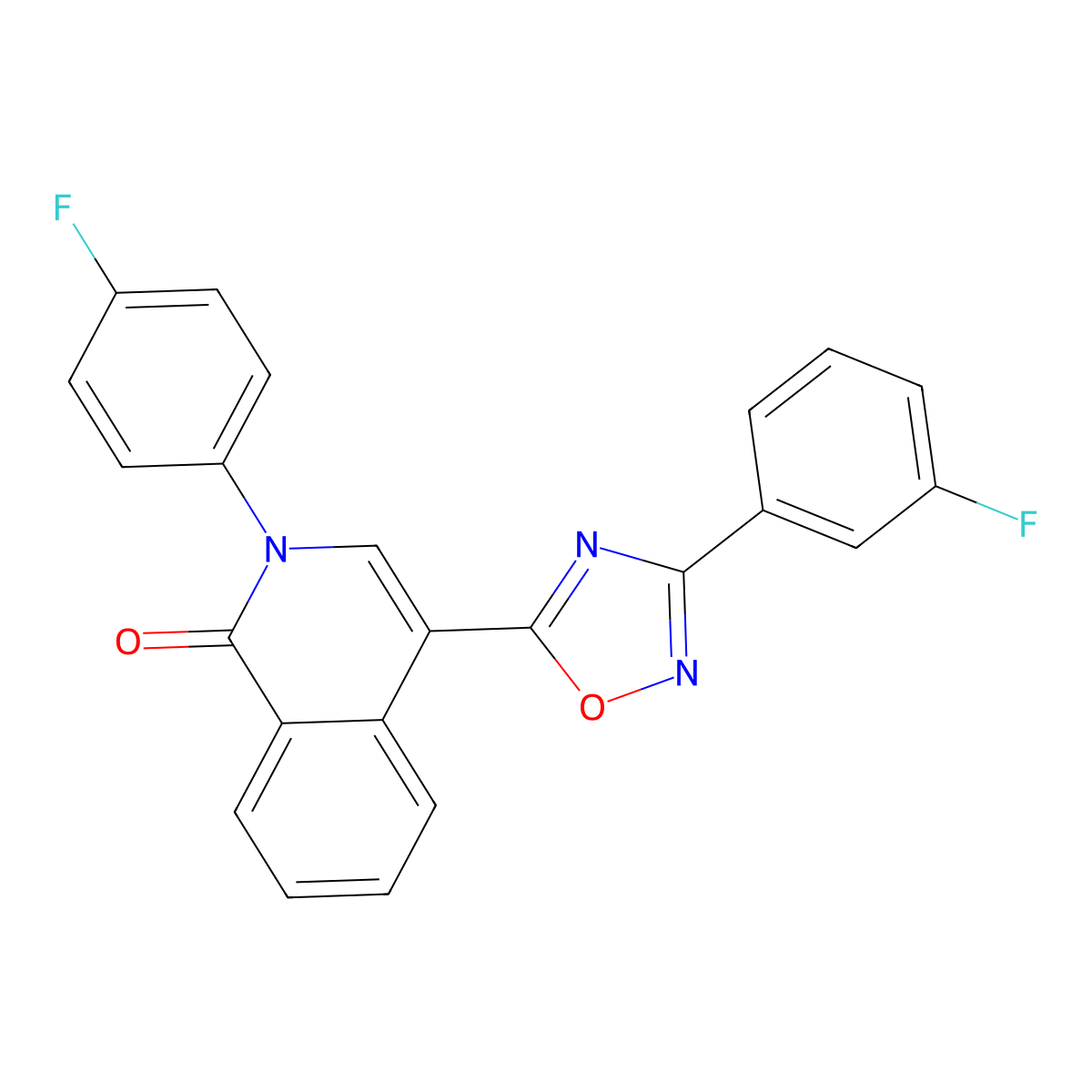2-(4-fluorophenyl)-4-(3-(3-fluorophenyl)-1,2,4-oxadiazol-5-yl)isoquinolin-1(2H)-one molecular structure, CAS 1358789-58-8