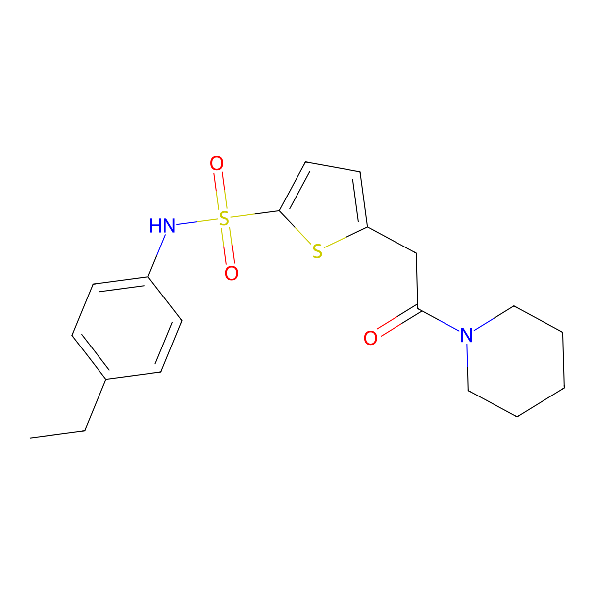 N-(4-Ethylphenyl)-5-[2-oxo-2-(piperidin-1-YL)ethyl]thiophene-2-sulfonamide molecular structure, CAS 1358790-31-4