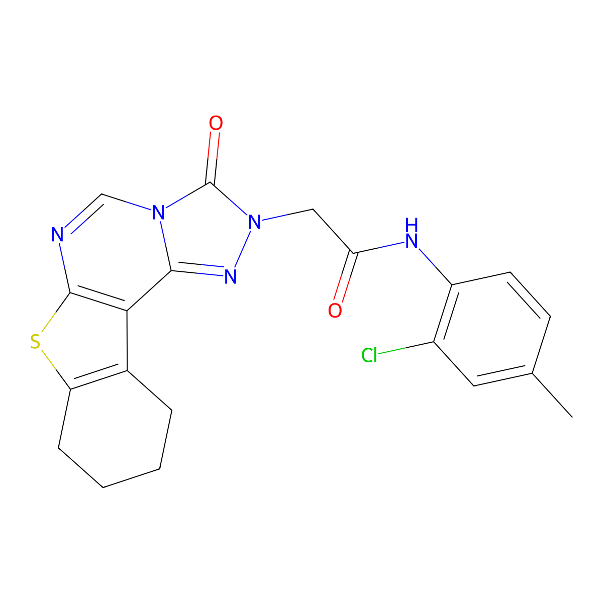 N-(2-chloro-4-methylphenyl)-2-(5-oxo-10-thia-3,4,6,8-tetrazatetracyclo[7.7.0.02,6.011,16]hexadeca-1(9),2,7,11(16)-tetraen-4-yl)acetamide molecular structure, CAS 1358790-52-9
