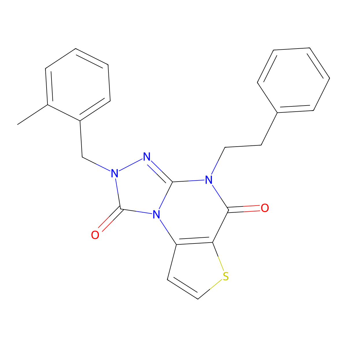 2-(2-methylbenzyl)-4-phenethylthieno[2,3-e][1,2,4]triazolo[4,3-a]pyrimidine-1,5(2H,4H)-dione molecular structure, CAS 1358791-04-4