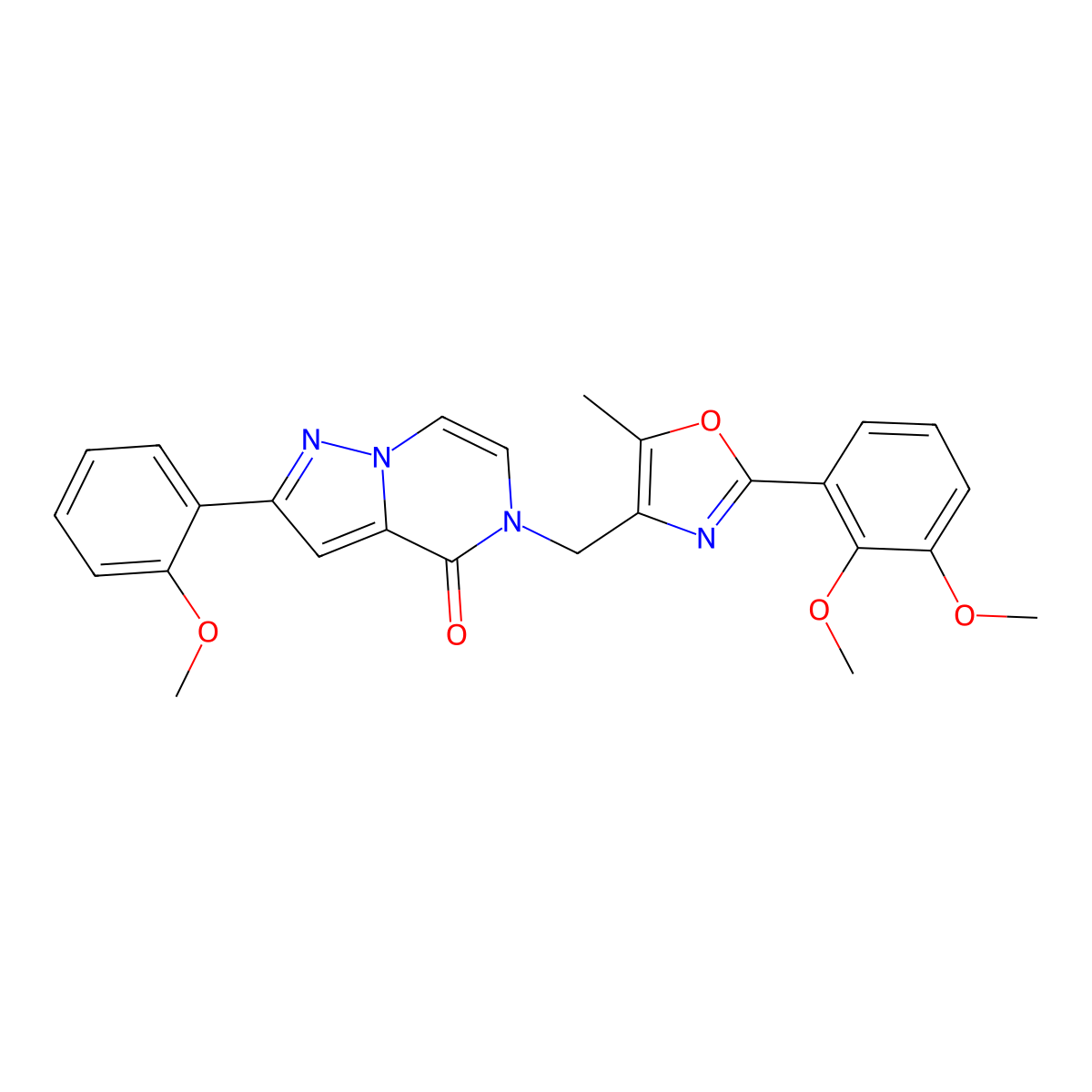 5-((2-(2,3-dimethoxyphenyl)-5-methyloxazol-4-yl)methyl)-2-(2-methoxyphenyl)pyrazolo[1,5-a]pyrazin-4(5H)-one molecular structure, CAS 1358793-48-2