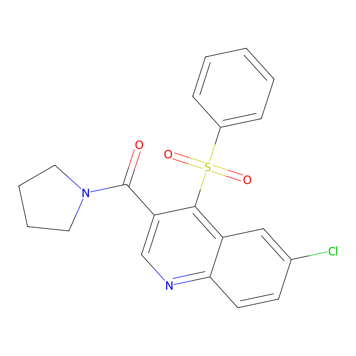 4-(Benzenesulfonyl)-6-chloro-3-(pyrrolidine-1-carbonyl)quinoline molecular structure, CAS 1358794-53-2