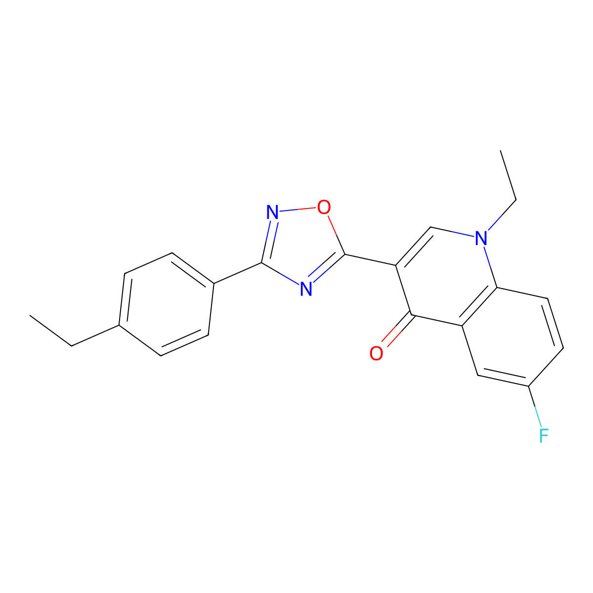 1-ethyl-3-[3-(4-ethylphenyl)-1,2,4-oxadiazol-5-yl]-6-fluoroquinolin-4(1H)-one molecular structure, CAS 1358798-19-2