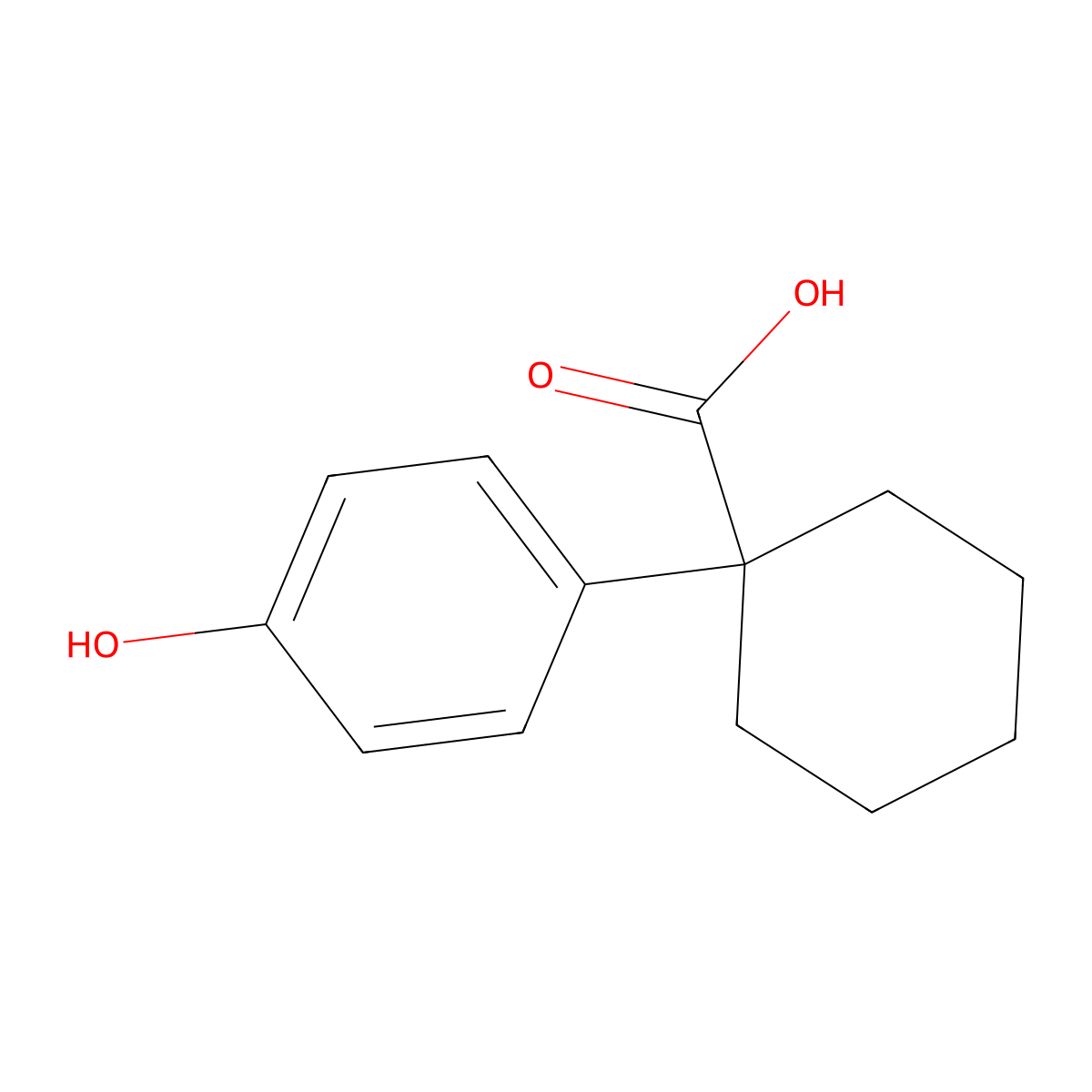 1-(4-Hydroxyphenyl)cyclohexane-1-carboxylic acid molecular structure, CAS 1358798-21-6