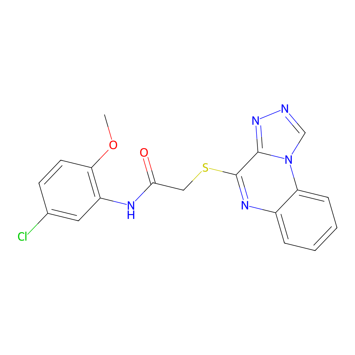 2-([1,2,4]triazolo[4,3-a]quinoxalin-4-ylthio)-N-(5-chloro-2-methoxyphenyl)acetamide molecular structure, CAS 1358802-09-1