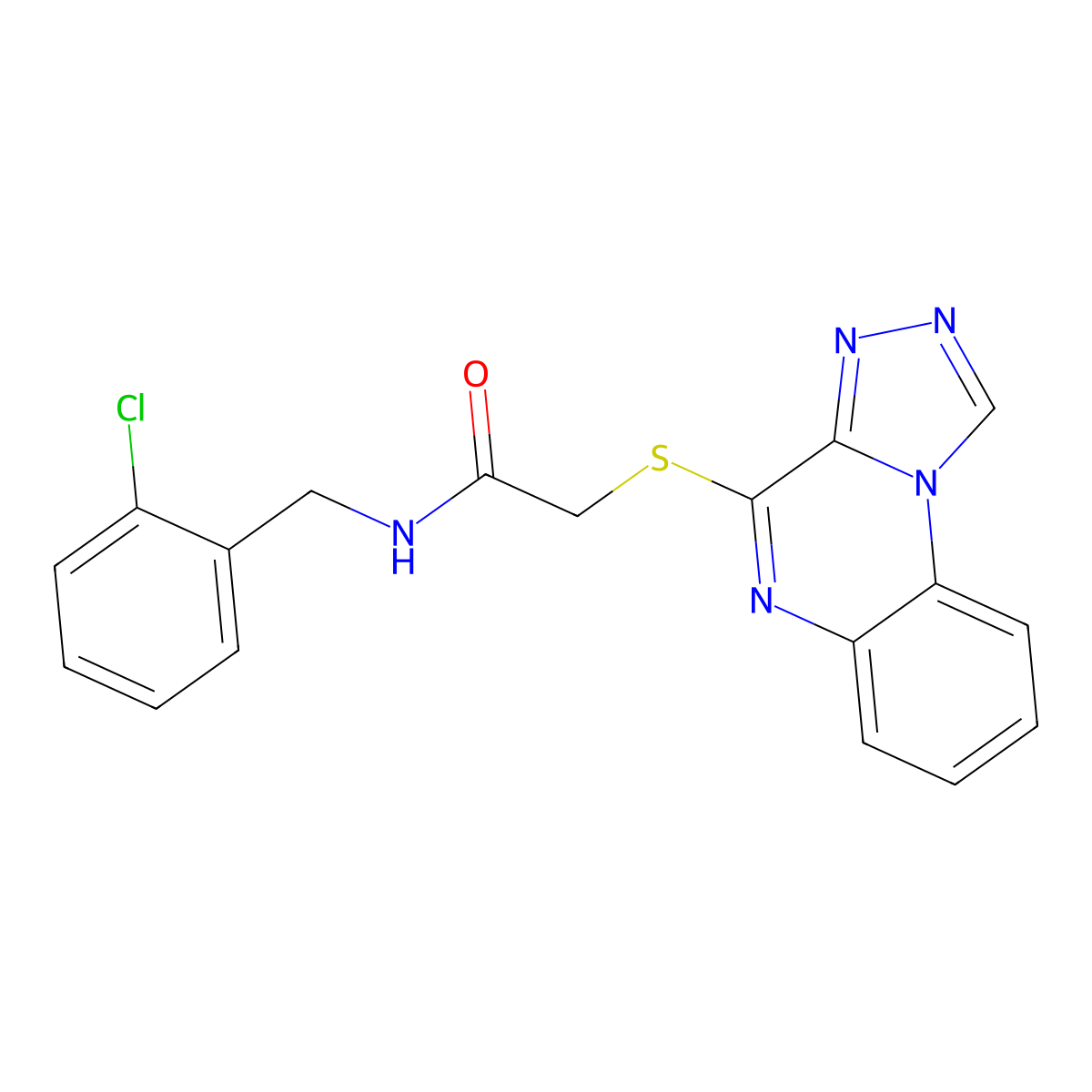2-([1,2,4]triazolo[4,3-a]quinoxalin-4-ylthio)-N-(2-chlorobenzyl)acetamide molecular structure, CAS 1358802-30-8